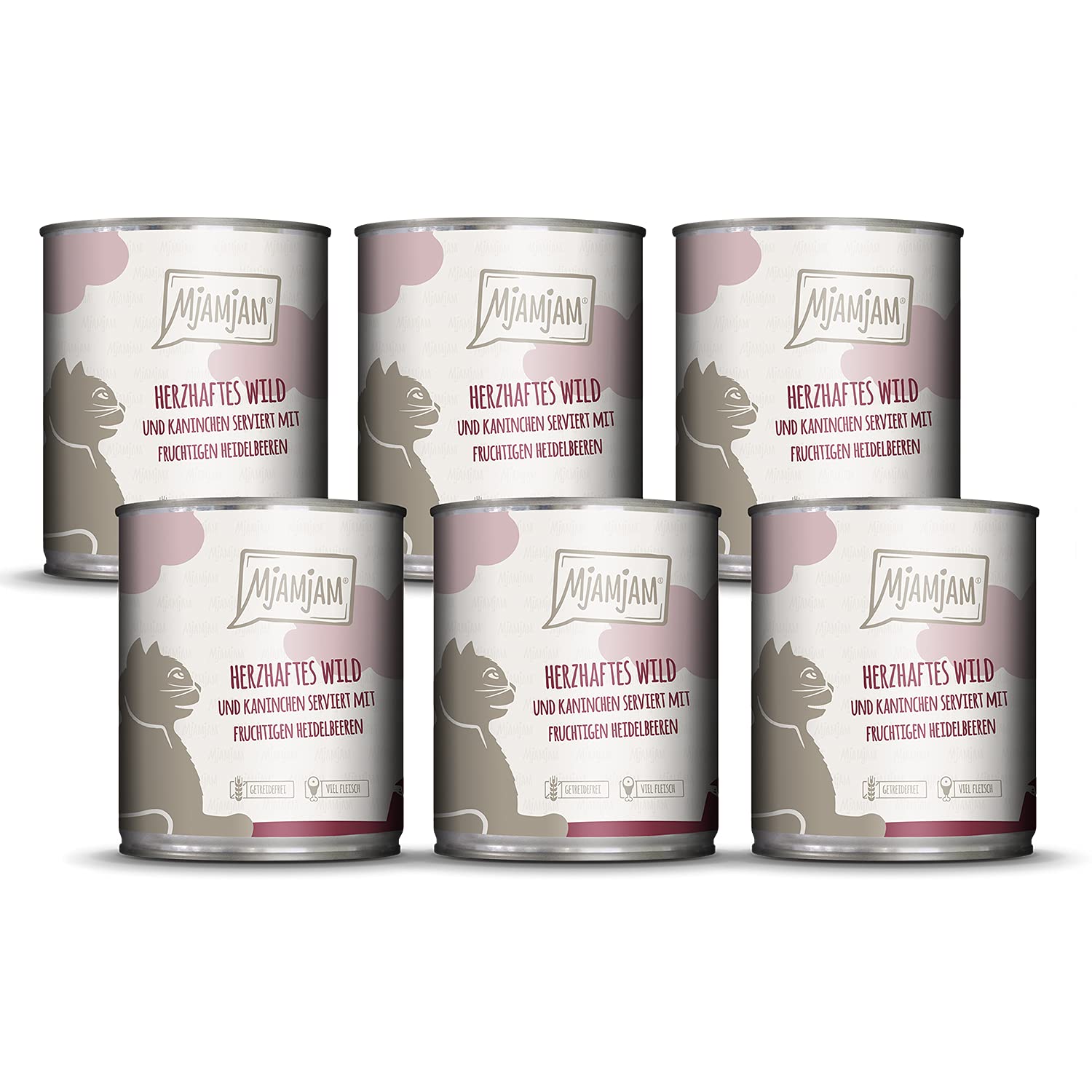 MjAMjAM - Premium Nassfutter für Katzen - saftiges Huhn an leckeren Möhrchen, 6er Pack (6 x 400 g), getreidefrei mit extra viel Fleisch