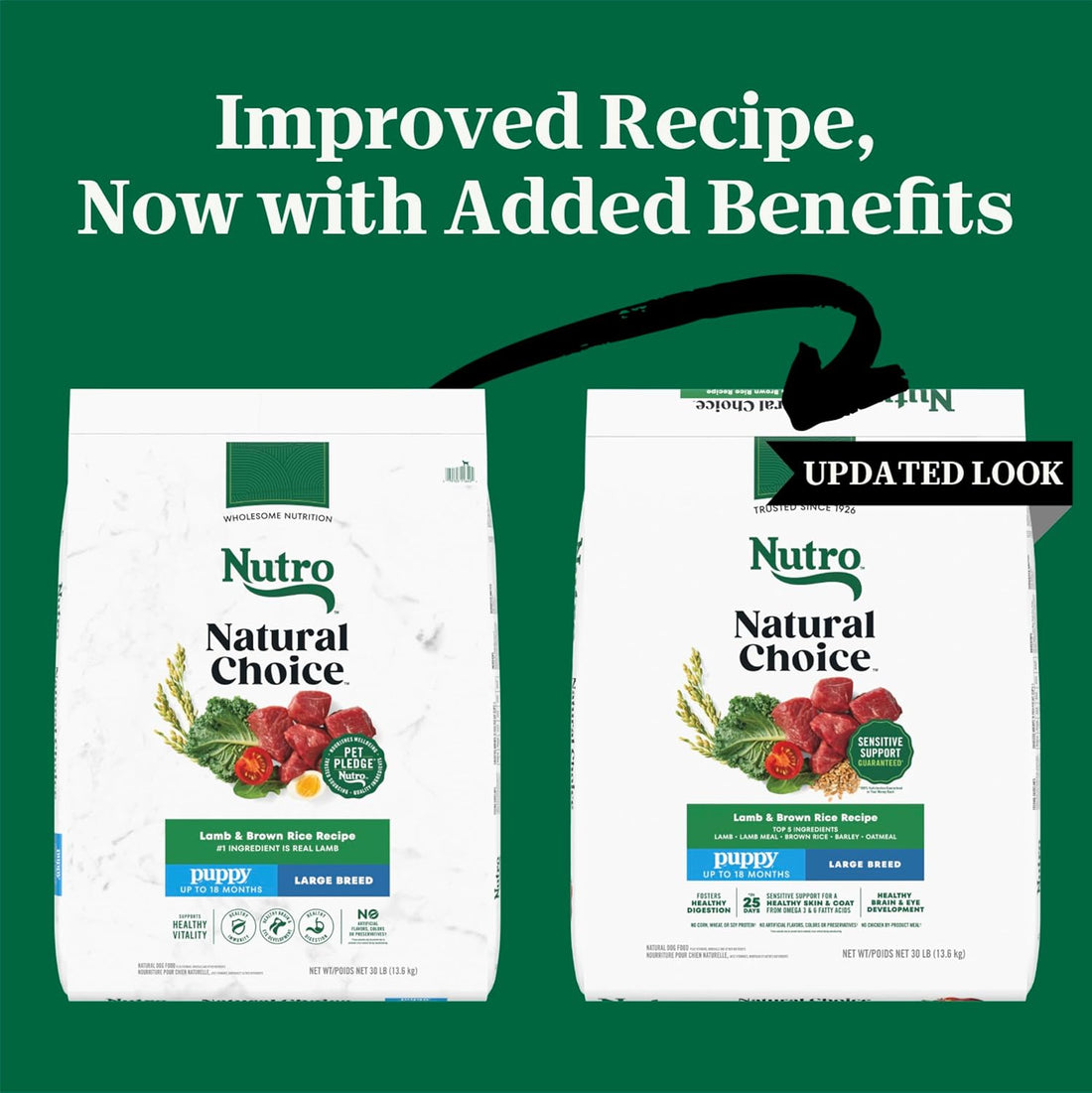 Nutro Natural Choice Large Breed Puppy Food Dry, Lamb & Brown Rice Recipe, 30 lb. Bag