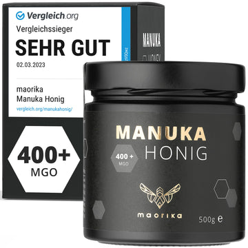 maorika - Manuka Honig 400 MGO + 250g im Glas (lichtundurchlässig, kein Plastik) - laborgeprüft, zertifiziert aus Neuseeland
