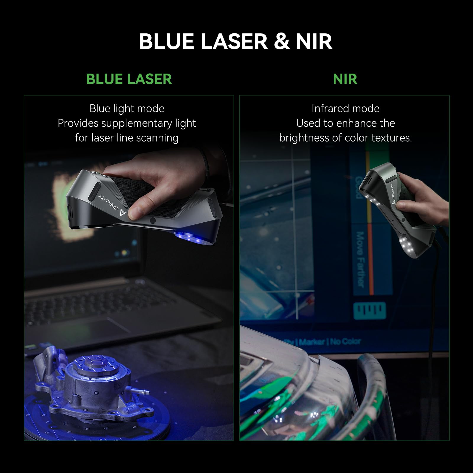 Creality CR-Scan Ferret Pro 3D Scanner for 3D Printing, Upgrade Wireless Handheld Scanner with WiFi 6 Bridge, Anti-Shake Tracking, 30FPS Fast Full Color Scan, 0.1mm Accuracy for iOS/Android & PC