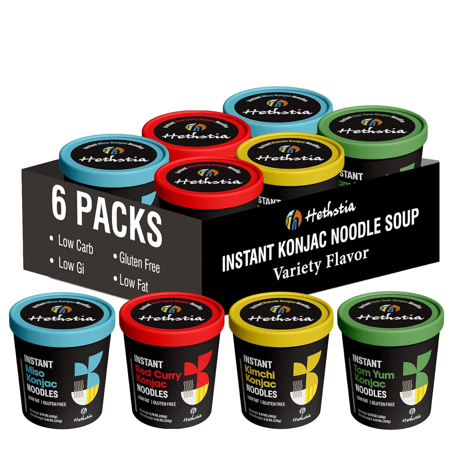 Hethstia Konjac Noodles, 10 Packs Shirataki Spaghetti - Low Carb, Low Calorie, Ready to Eat Konjac Pasta - Keto, Gluten-Free, Vegan, Fat-Free, 0 Sugar, Healthy Low Carb Pasta Substitute
