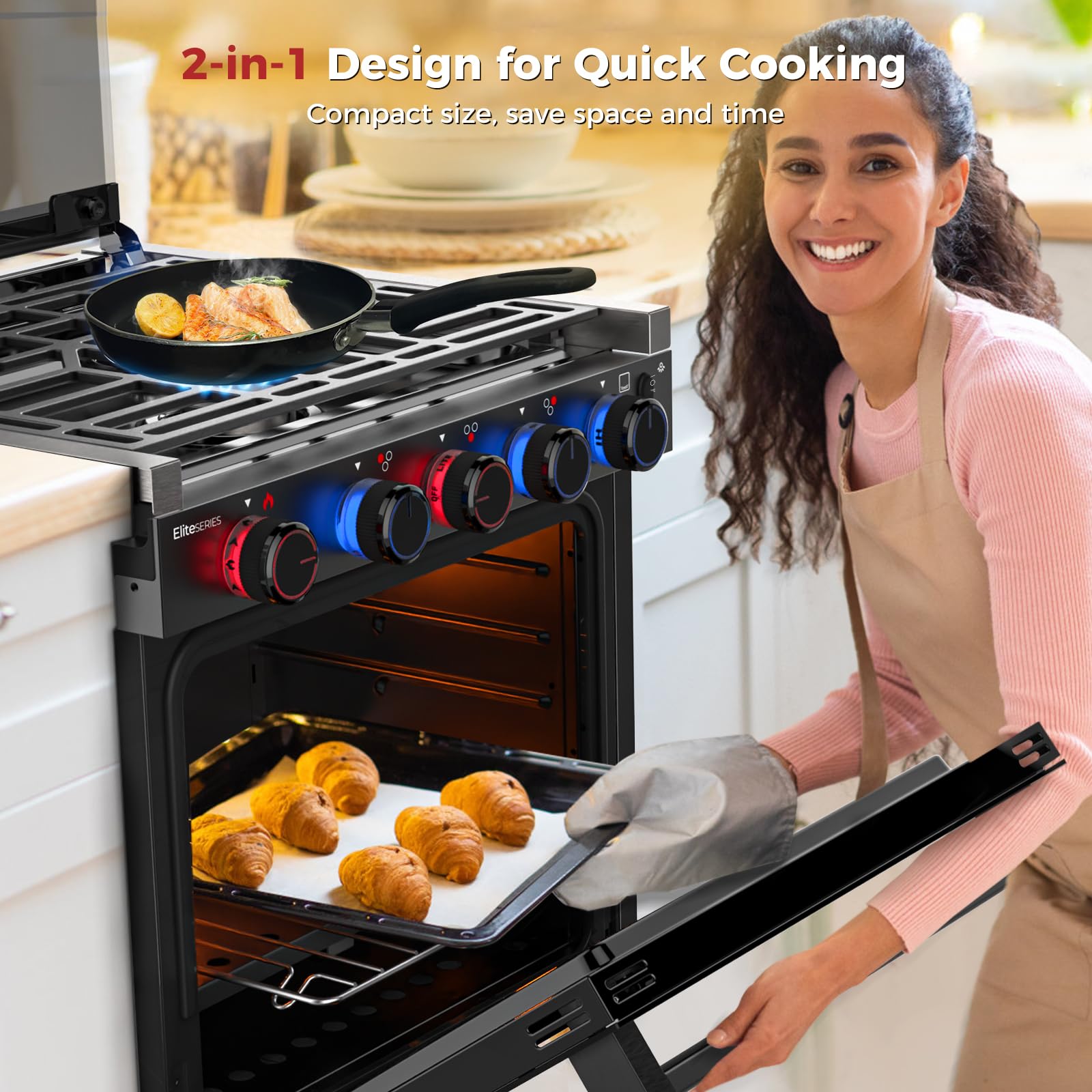 CAMPLUX Classic RV Stove Propane Range 21 Inches, Propane Oven with 3 Burners Cooktop for RV, RV Oven Stove Combo 28,100 BTU/Hr, Stainless Steel RGS21MSF