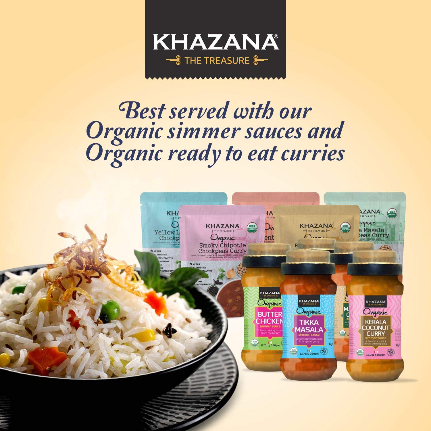Authentic Smoked Basmati Rice by Khazana in 10 lb Bag - Aromatic and Flavorful Indian Grain - Non-GMO, Gluten Free, Kosher, Cholesterol Free