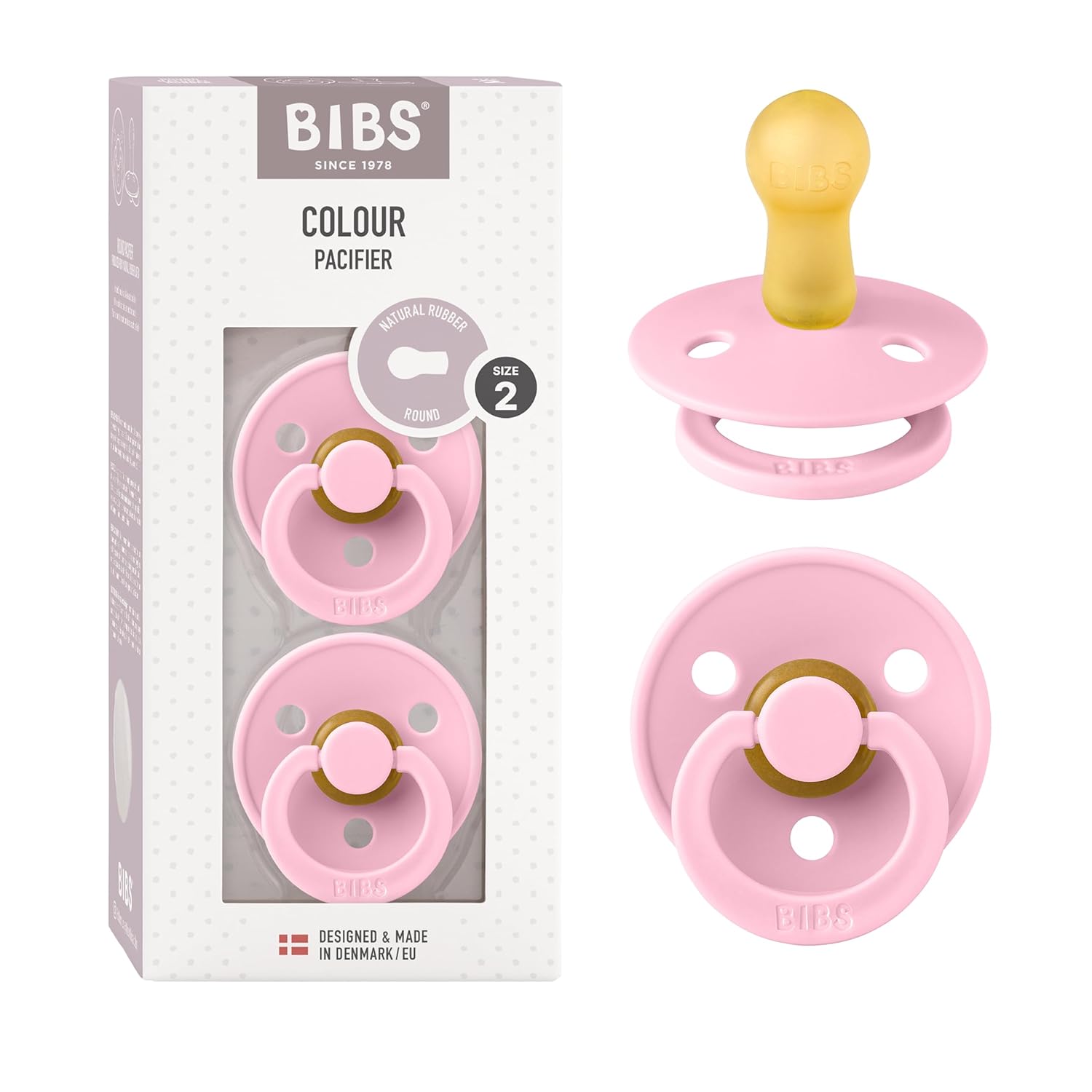 BIBS Colour Schnuller 2er-Pack, BPA-frei, Kirschform Nippel. Naturkautschuk/Latex, Hergestellt in Dänemark. Größe 1 | 0+ Monate | 2-Pack, Ivory/Sage