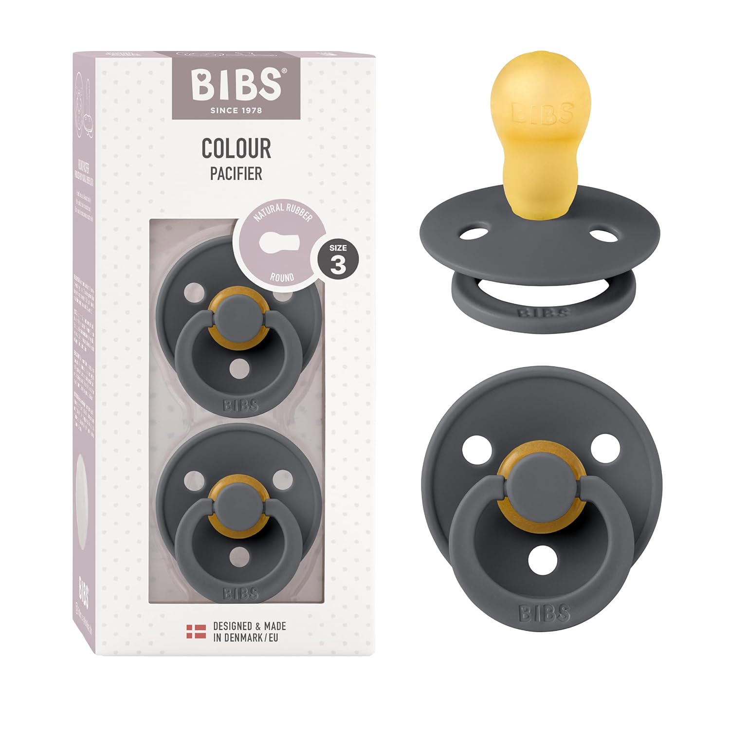 BIBS Colour Schnuller 2er-Pack, BPA-frei, Kirschform Nippel. Naturkautschuk/Latex, Hergestellt in Dänemark. Größe 1 | 0+ Monate | 2-Pack, Ivory/Sage