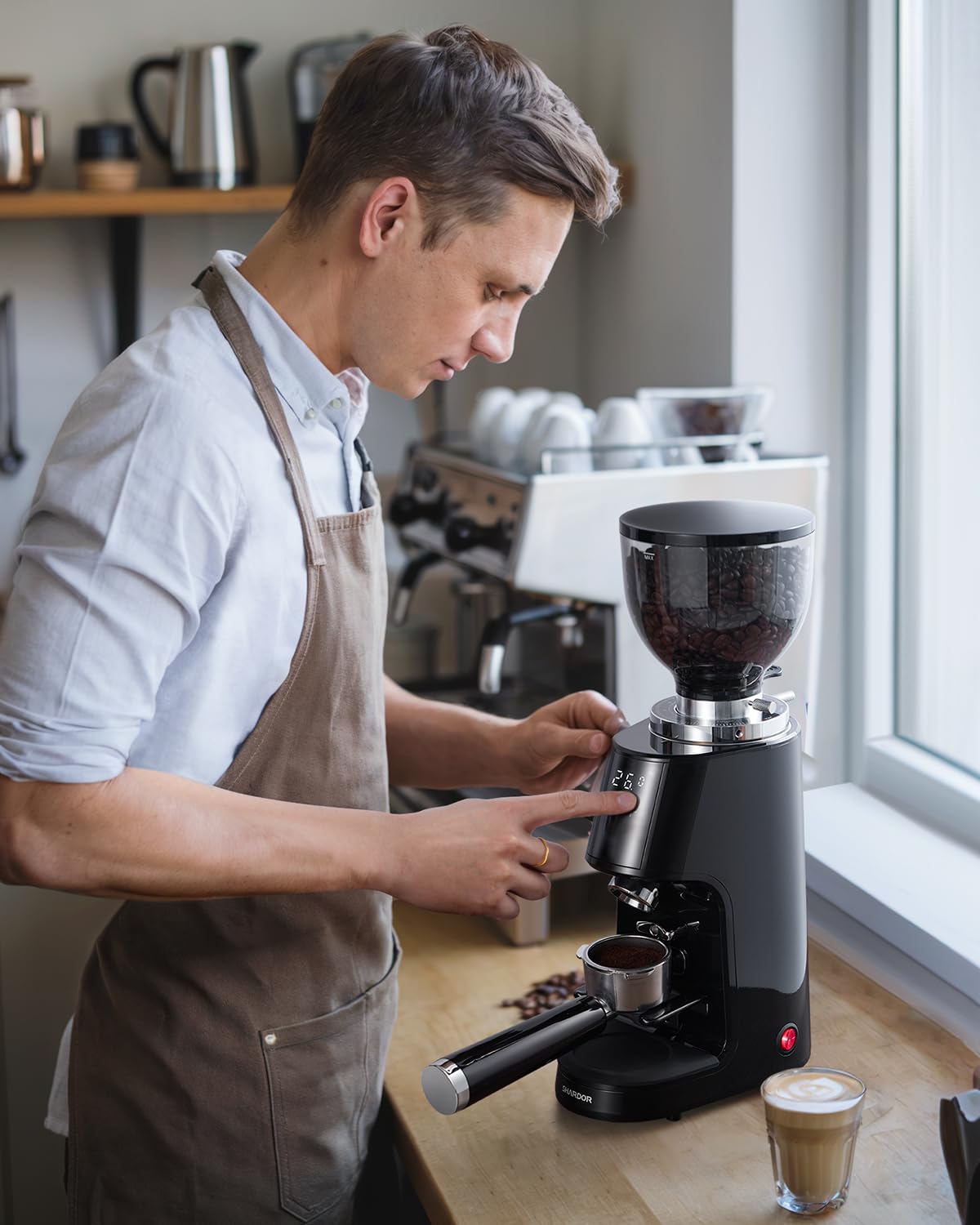 SHARDOR Professional 64mm Burr Coffee Grinder with 100 Grind Settings and All-Metal Chamber, Coffee Bean Grinder with Adjustable Electronic Timer and LED Display, Anti-Static, Black, 120V Only