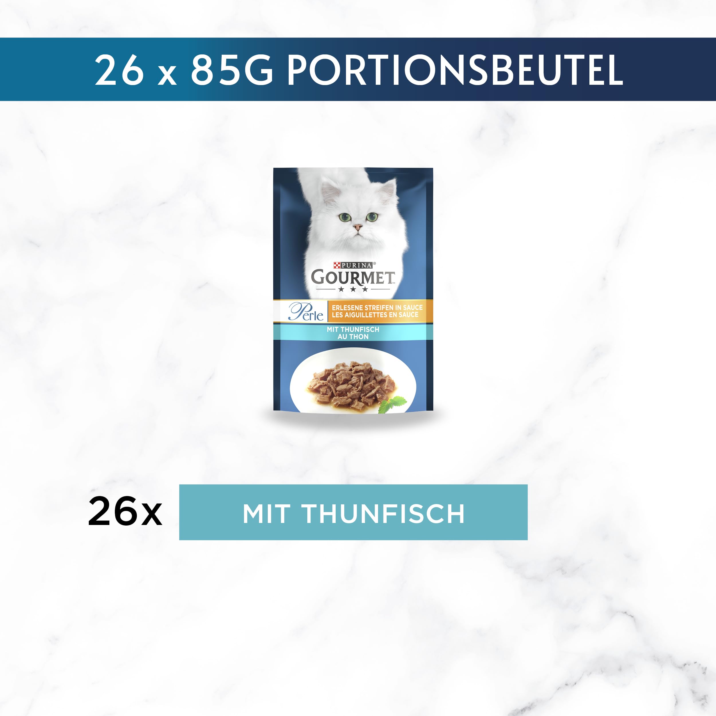Gourmet Perle Erlesene Streifen Katzenfutter nass, Sorten-Mix, 60er Pack (60 x 85g)