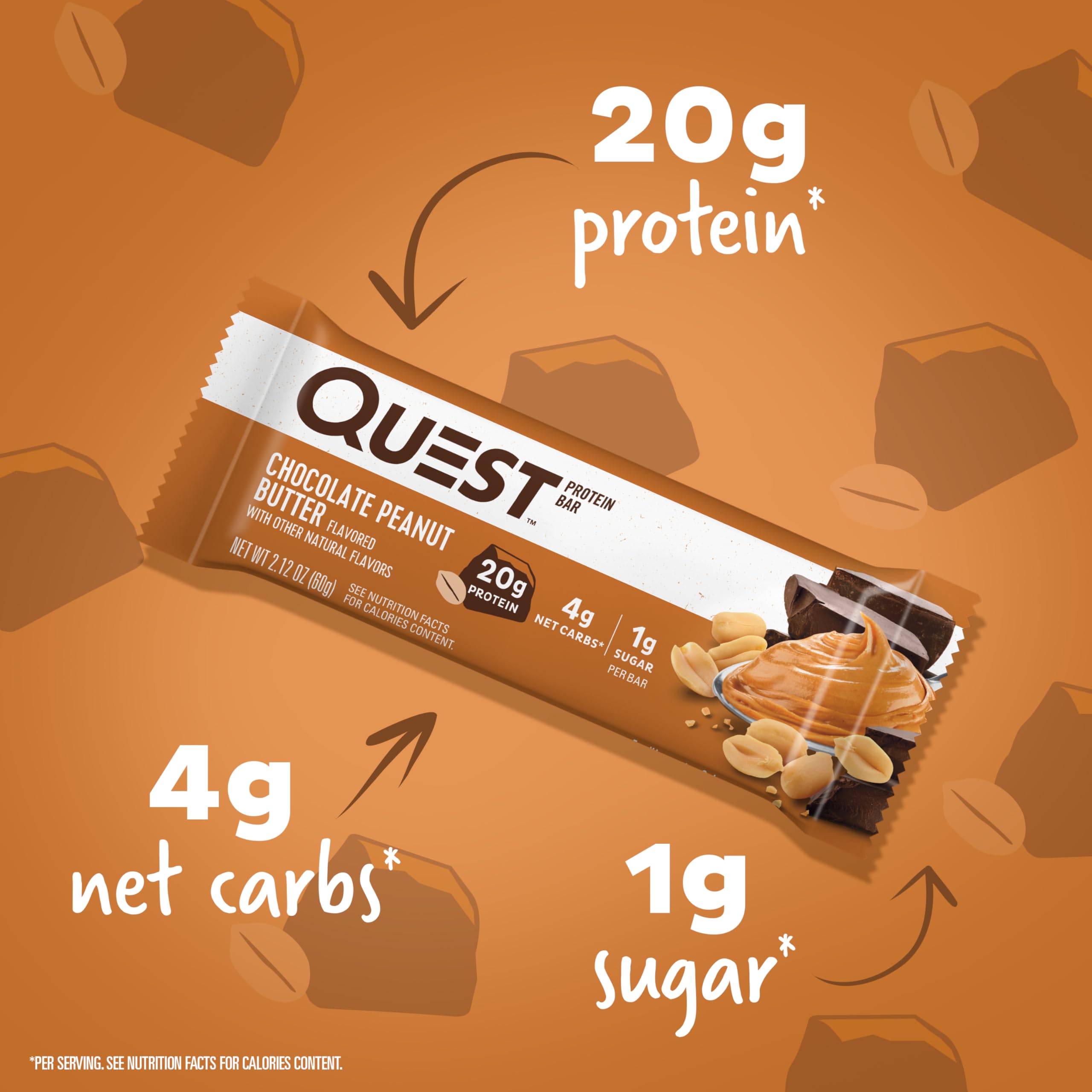 Quest Nutrition Chocolate Chip Dough Cookie Protein Bars, 21g Protein, 1g Sugar, 4g Net Carbs, High Fiber, Gluten Free, Keto-Friendly, 12 Count
