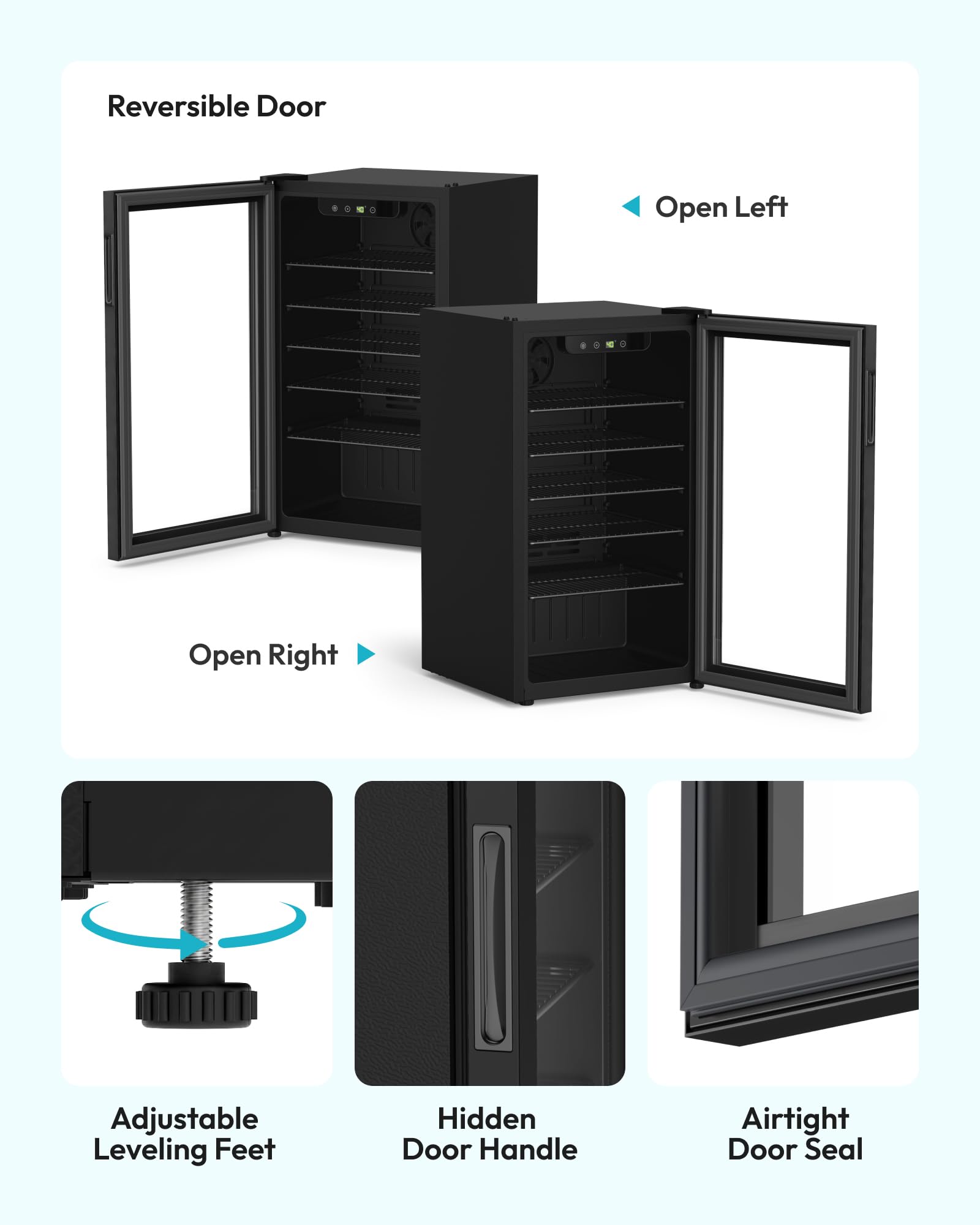 EUHOMY 25 bottle Wine Cooler Refrigerator, Freestanding Compressor Wine Fridge with Adjustable Temperature and Digital Control, Mini Fridge with Glass Door for Red White Wine, Beer, Black