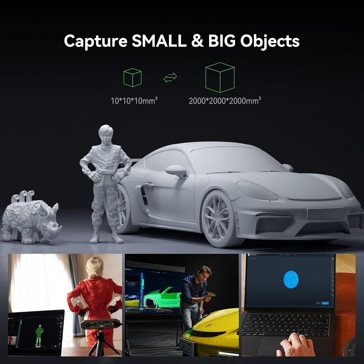 Creality 3D Scanner CR-Scan Ferret Pro for 3D Printing, Upgrade Handheld Scanner with Wireless Scanning Anti-Shake Tracking, Fast Full-Color Scan, 0.1mm Accuracy for iOS/Android Phone PC Win 10/11