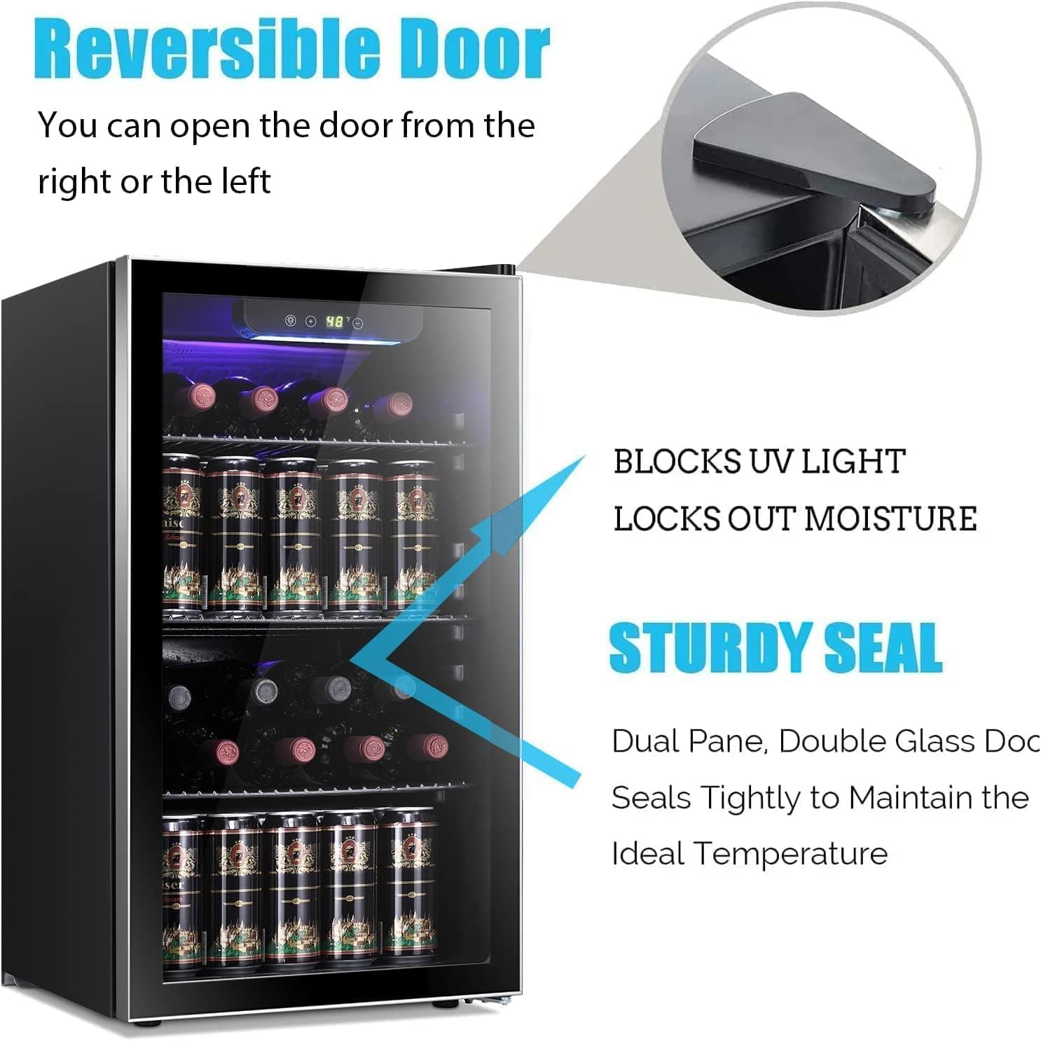 Antarctic Star Wine Cooler, Beverage Refrigerator, 16 Bottle Freestanding Quiet Wine Cellar Front Glass Door for Home and Bar, Digital Temp Control, 1.71 Cu.Ft.