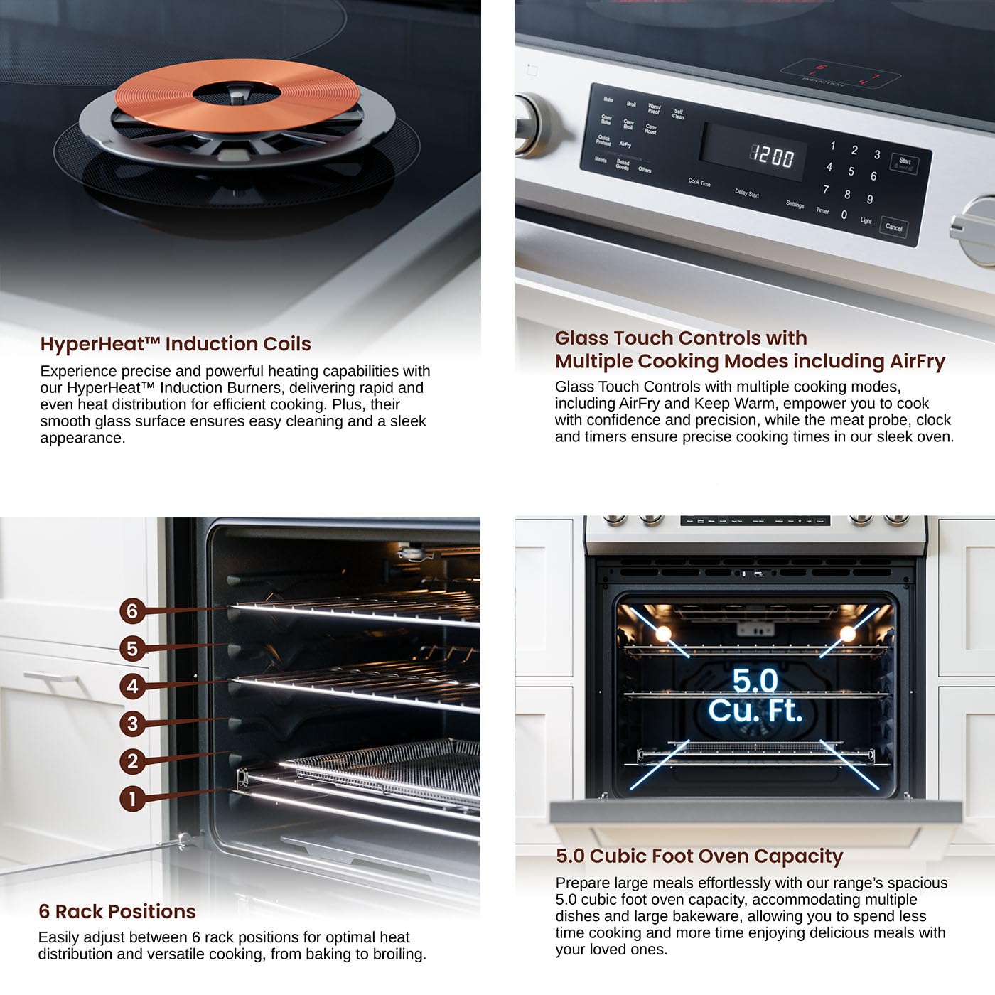 Rangaire RRE303GS 30" Glass Touch Electric Range Oven - Stainless Steel, Infrared Stove Burners, True Convection, Self Cleaning, Easy Reach Racks