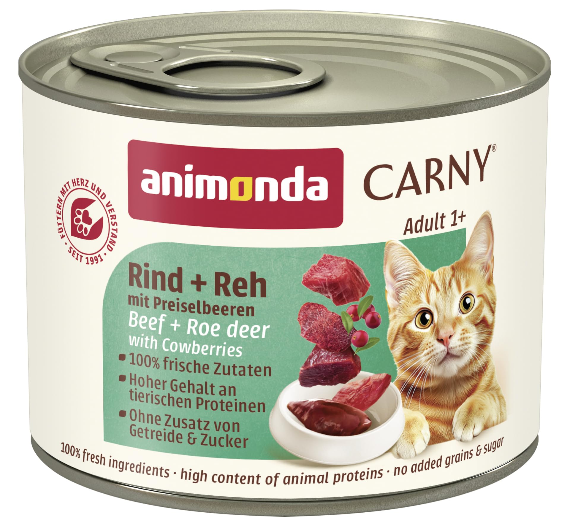 animonda Carny Adult Huhn + Lachs (6 x 400 g), Katzennassfutter für ausgewachsene Katzen, Nassfutter mit 100 % frischen, fleischlichen Zutaten, Katzenfutter ohne Getreide und Zucker