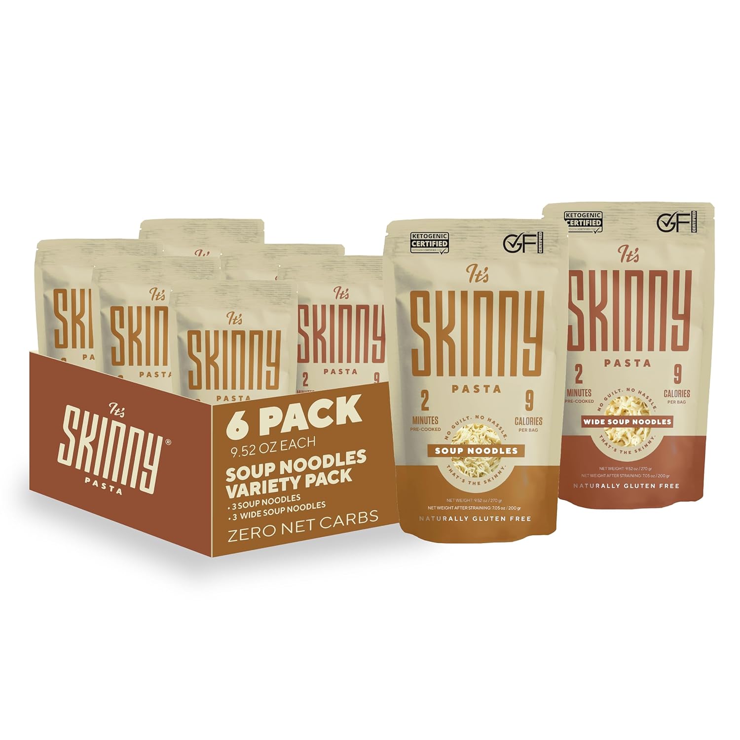 It’s Skinny Angel Hair Pasta – Low Carb Pasta, Gluten Free, Keto & Vegan-Friendly, Shirataki Konjac, Sugar-Free, High in Fiber, Only 4.5 Calories Per Serving, Ready in 2 Minutes (6 Packs)