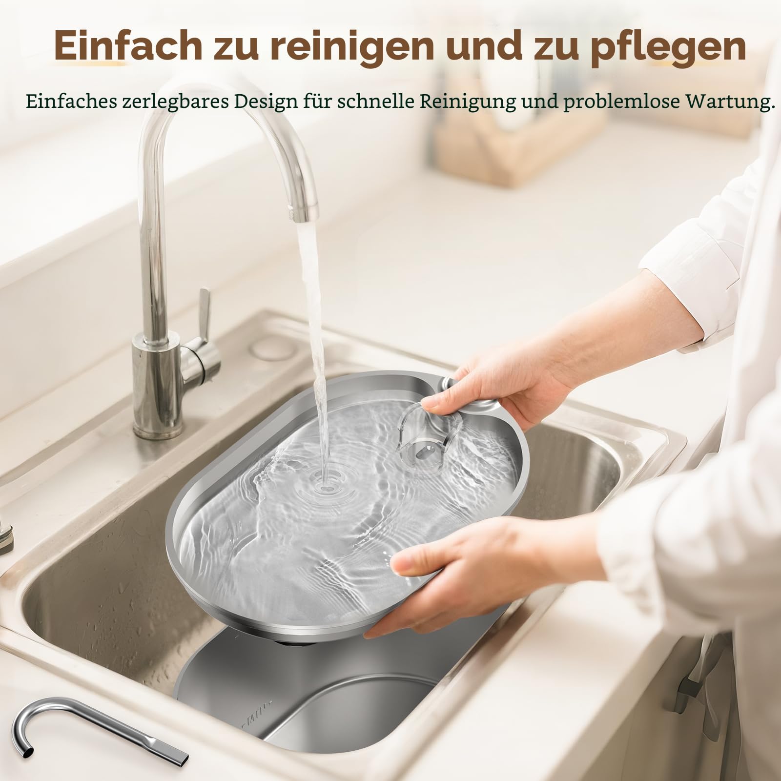 Invengo MeowFlow B30 Trinkbrunnen für Katzen, 2,2L Edelstahl-Haustierbrunnen mit sichtbarem Wasserfenster, einfach zu reinigen und installieren, inkl. 4 Ersatzfilter, spritzwassergeschütztes Design