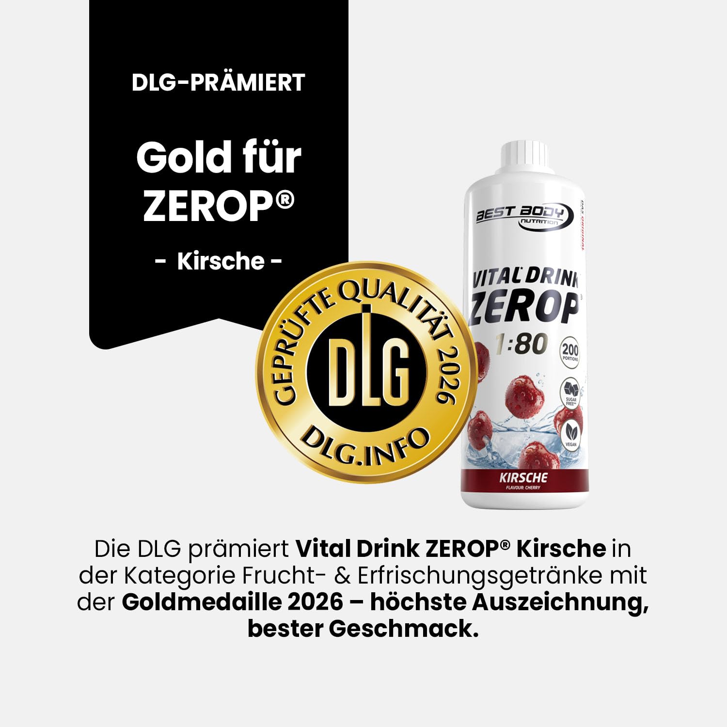 Best Body Nutrition ZEROP Vital Zuckerfreies Getränkekonzentrat Sirup Kirsche Ohne Aspartam 1 L ergibt 80 L Getränk Fitness Drink mit Vitaminen B1 B6 Niacin Kalorienarm Wassersprudler