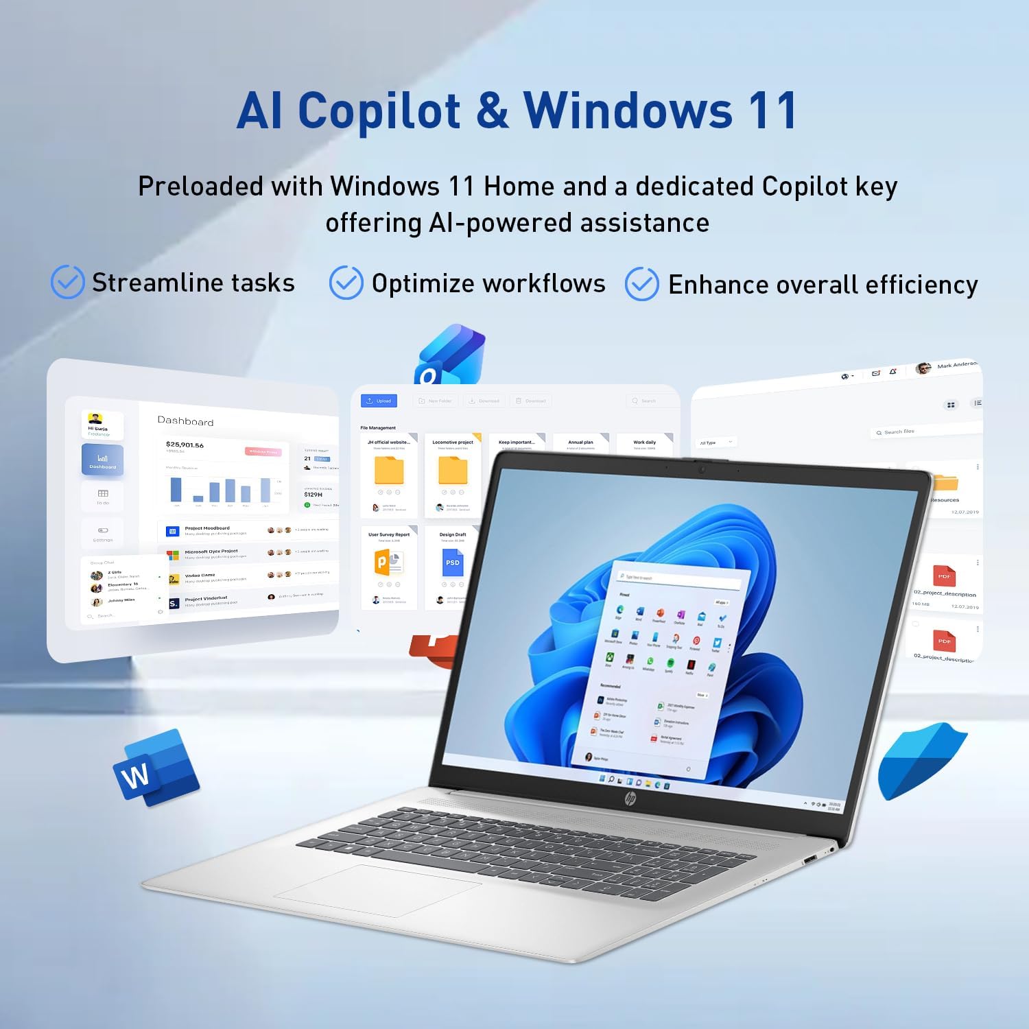 HP 17.3" FHD IPS LED Anti-Glare 300 nits Laptop, AMD Ryzen 5 7430U 6-core CPU, 16GB RAM, 1TB Storage, Webcam w/Shutter, Microsoft Copilot Key, Wi-Fi 6, BT 5.4, Win11 Home, 17-cp3000
