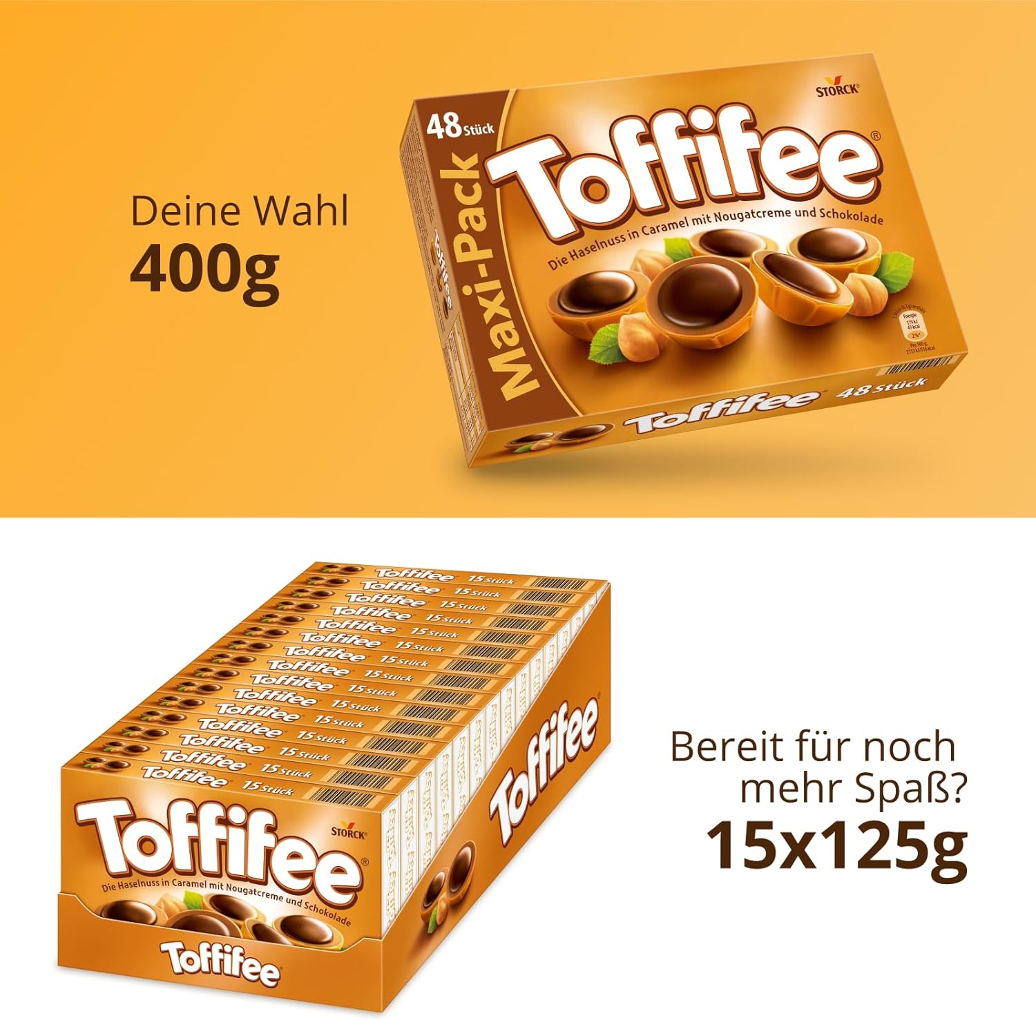Toffifee – 1 x 125 g – Haselnuss in Karamell mit Nougatcreme und Schokolade – ideal zum gemeinsamen Naschen und Teilen