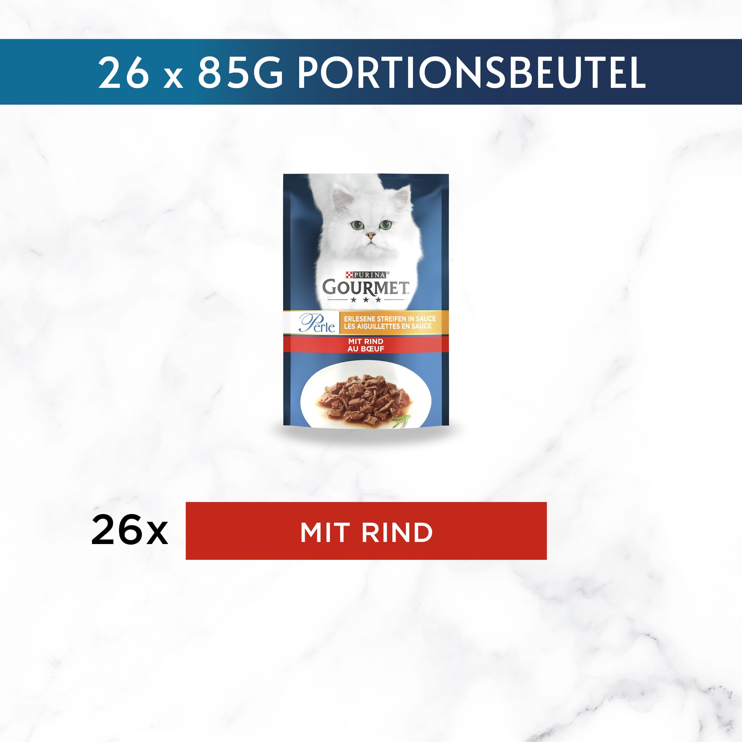 Gourmet Perle Erlesene Streifen Katzenfutter nass, Sorten-Mix, 60er Pack (60 x 85g)