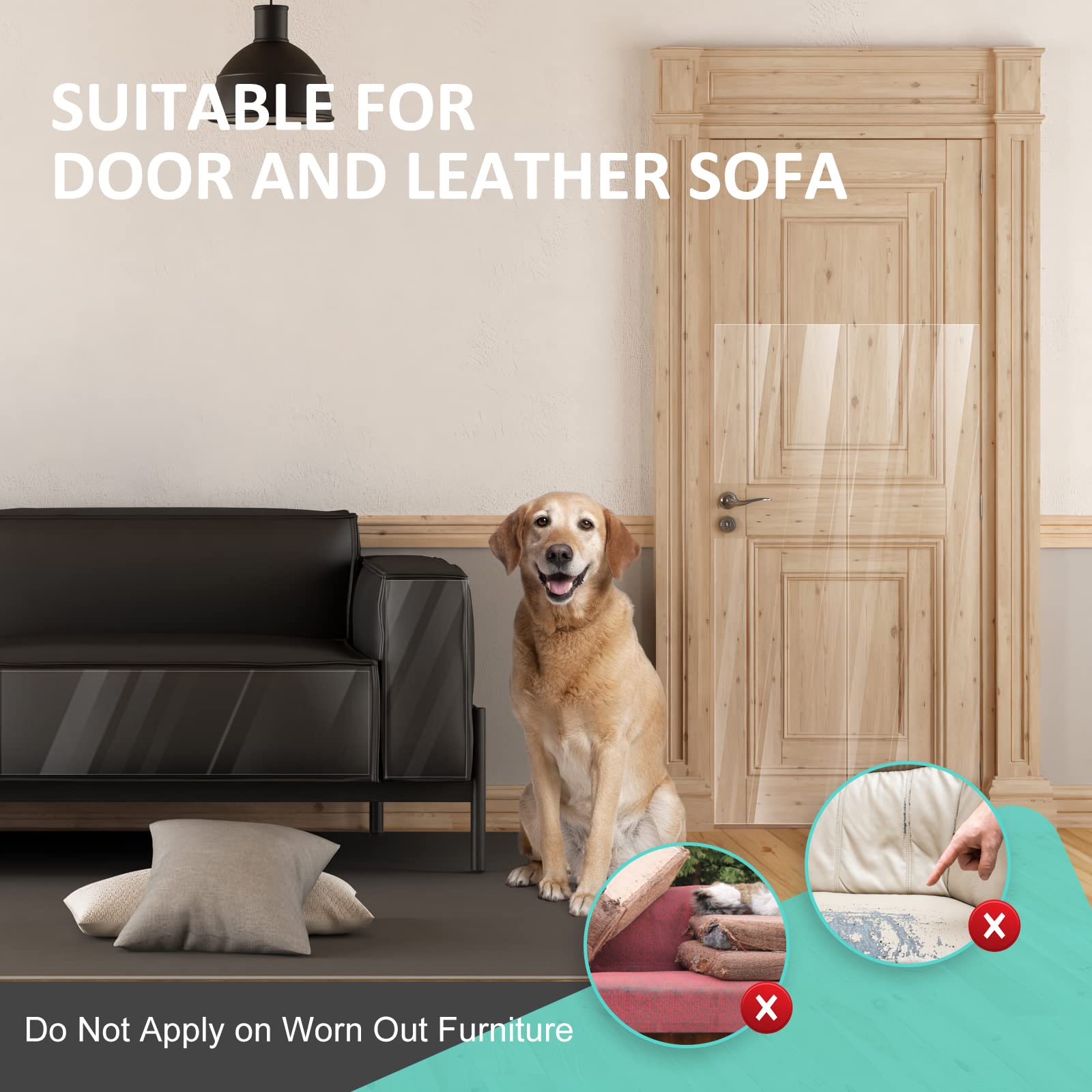 Uross Kratzschutz Sofa Katze Transparent 5m x 43cm, Katzenschutz Selbstklebend Tape Extra Long, Anti Kratz Folie für Katzen, Sofa Couch Schutz Katze, Wandschutzfolie Selbstklebend für Möbel Tür Wand