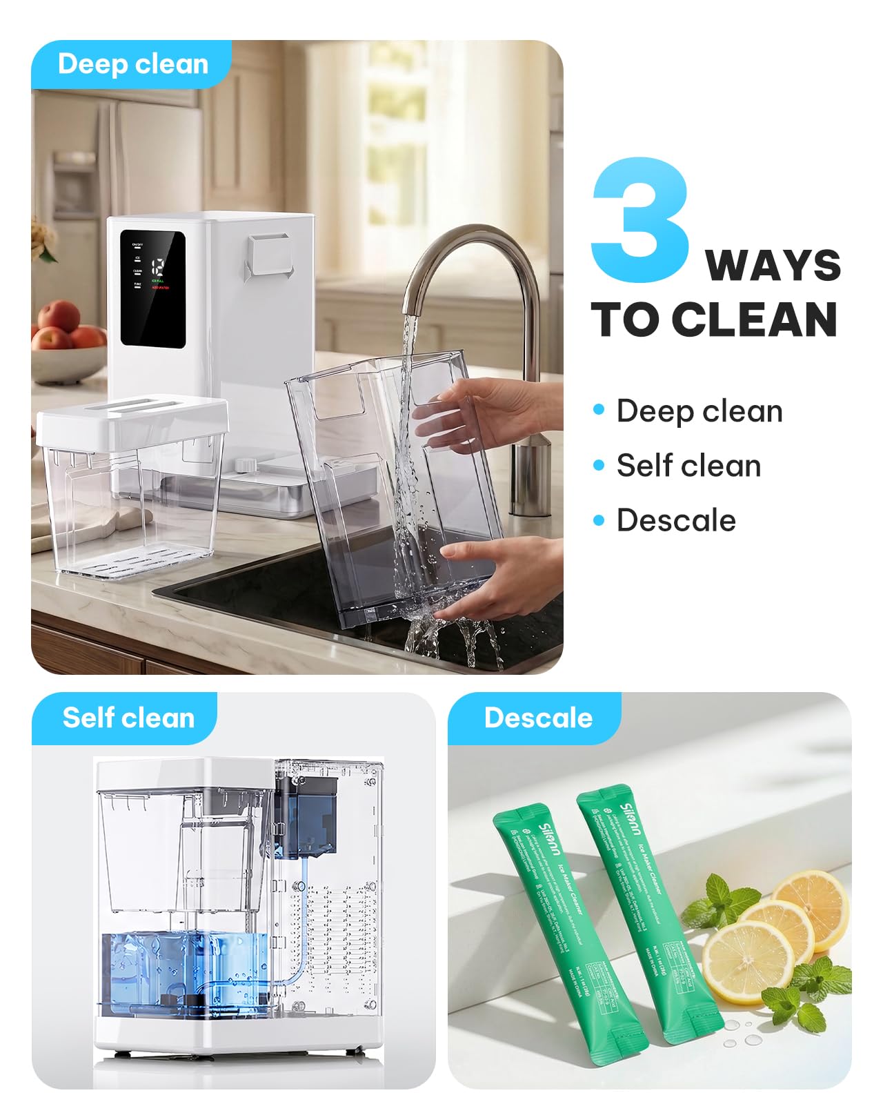 Nugget Ice Maker Countertop, Silonn Chewable Pellet Ice Machine with Self-Cleanin Function, 36lbs/24H Portable Ice Makers for Home Kitchen Officce, Black