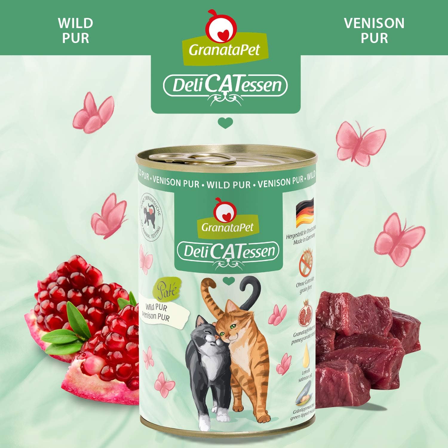 GranataPet DeliCatessen Huhn PUR, Nassfutter für Katzen, Futter ohne Getreide & ohne Zuckerzusätze, Katzenfutter mit hohem Fleischanteil & hochwertigen Ölen, 6 x 400 g