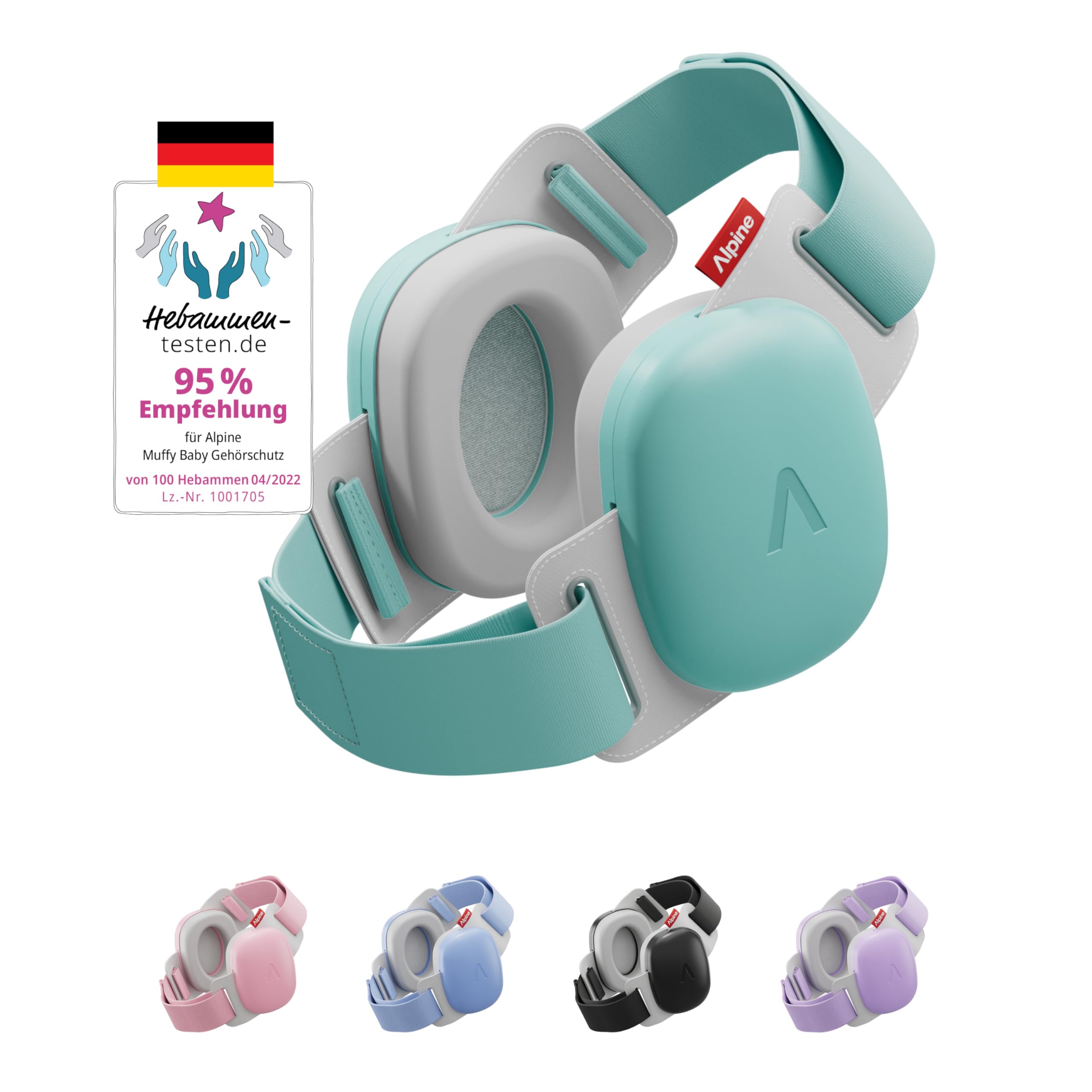 Alpine Muffy Baby Classic - Gehörschutz für Babys - Verstellbares ANTI-SLIP-Kopfband bis 48 Monate - In Deutschland auf Sicherheit getestet - Lärmschutz Kopfhörer verhindert Gehörschäden, Schwarz