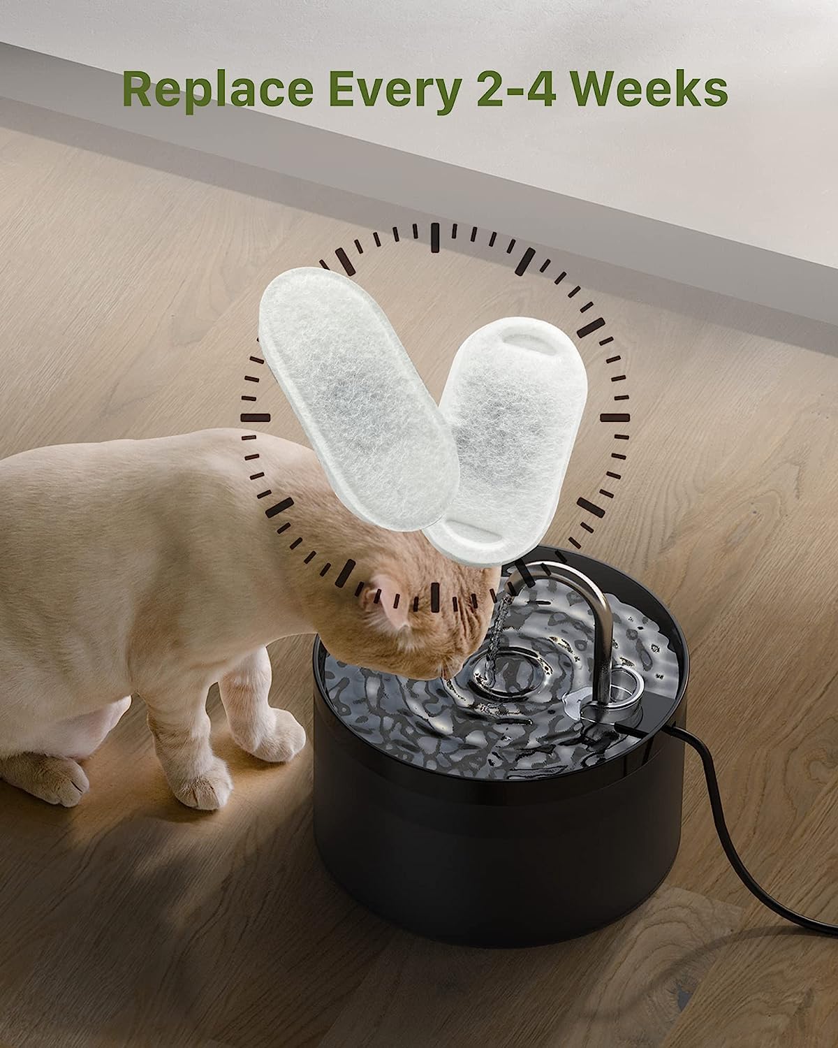 GIOTOHUN Katzenbrunnen Trinkbrunnen für Katze: 2L Katzenbrunnen für Katzen - Katzen Trinkbrunnen Super Silent - Eingebautes LED Licht - Aktivkohlefilter - Durchsichtiger Wassertank - Schwarz