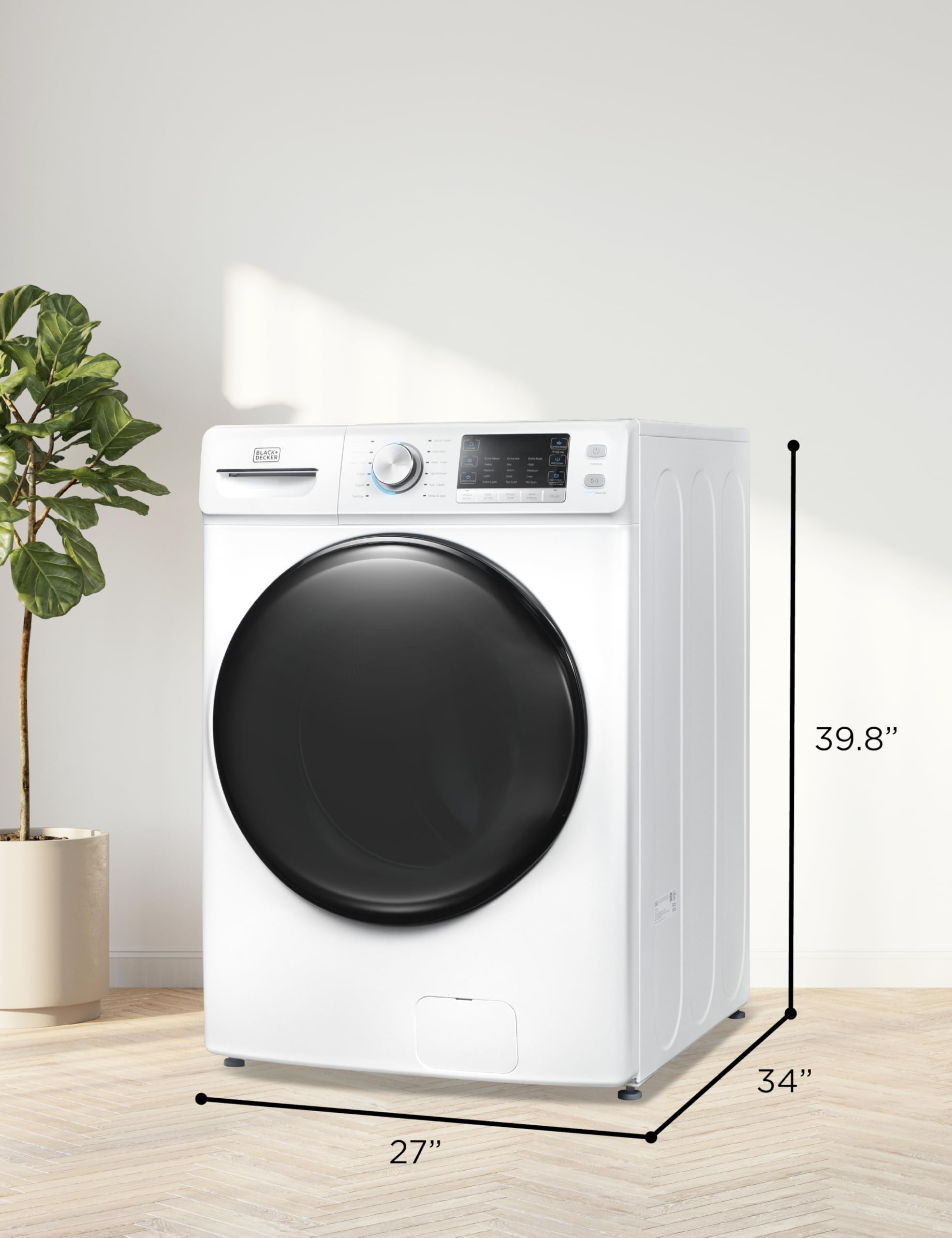 BLACK+DECKER Small Portable Washer, Washing Machine for Household Use, Portable Washer 2.0 Cu. Ft. with 6 Cycles, Transparent Lid & LED Display