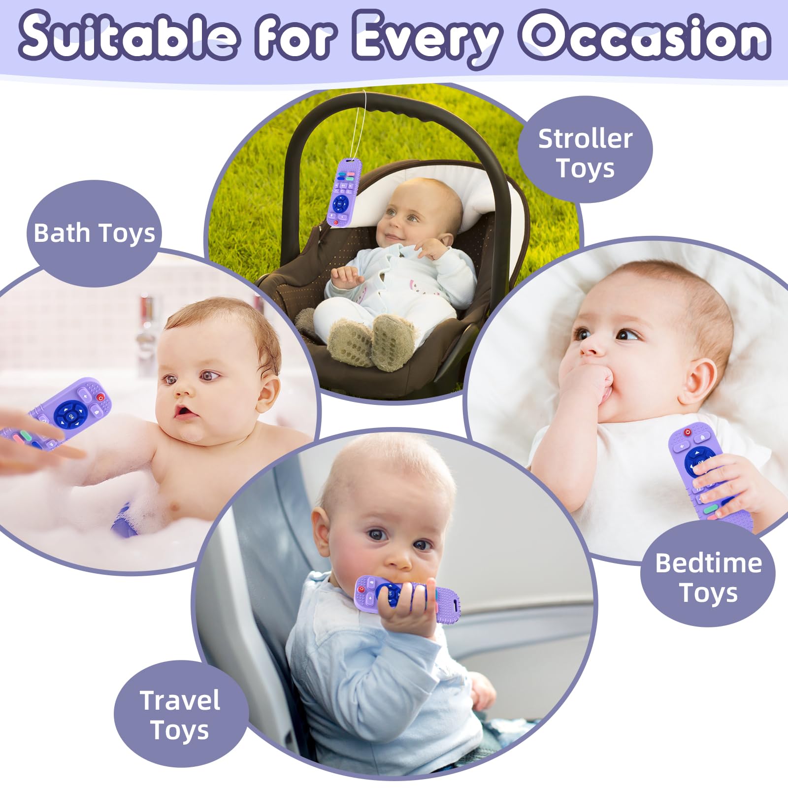 Zahnen Beißringe Spielzeug für Babys 3-6-12 Monate Geschenke, Fernbedienung Baby Zahnungshilfe für 7 8 9 Monate Kleinkind Autismus, Lebensmittelqualität Silikon Badespielzeug, Schwarz