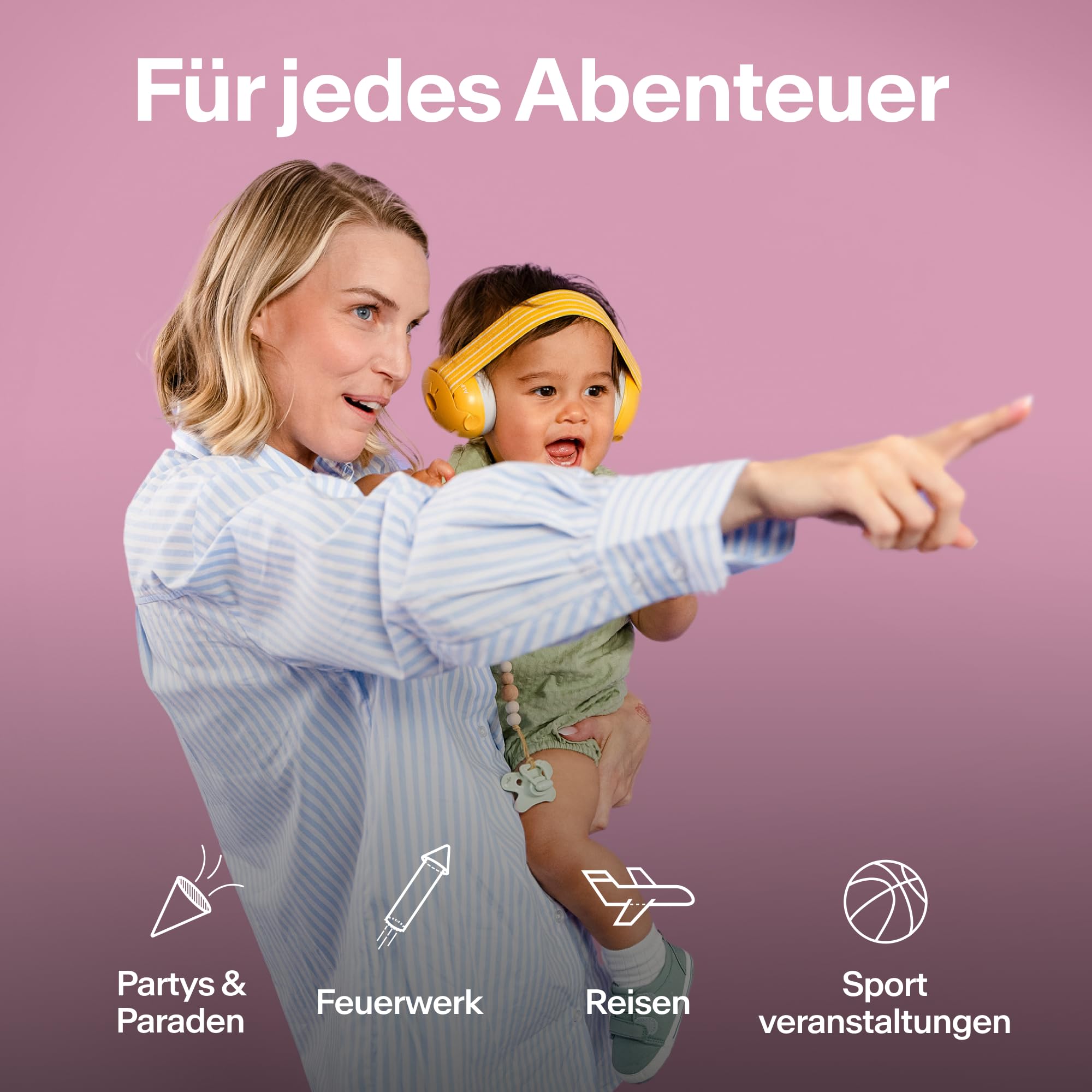 Alpine Muffy Baby Classic - Gehörschutz für Babys - Verstellbares ANTI-SLIP-Kopfband bis 48 Monate - In Deutschland auf Sicherheit getestet - Lärmschutz Kopfhörer verhindert Gehörschäden, Schwarz