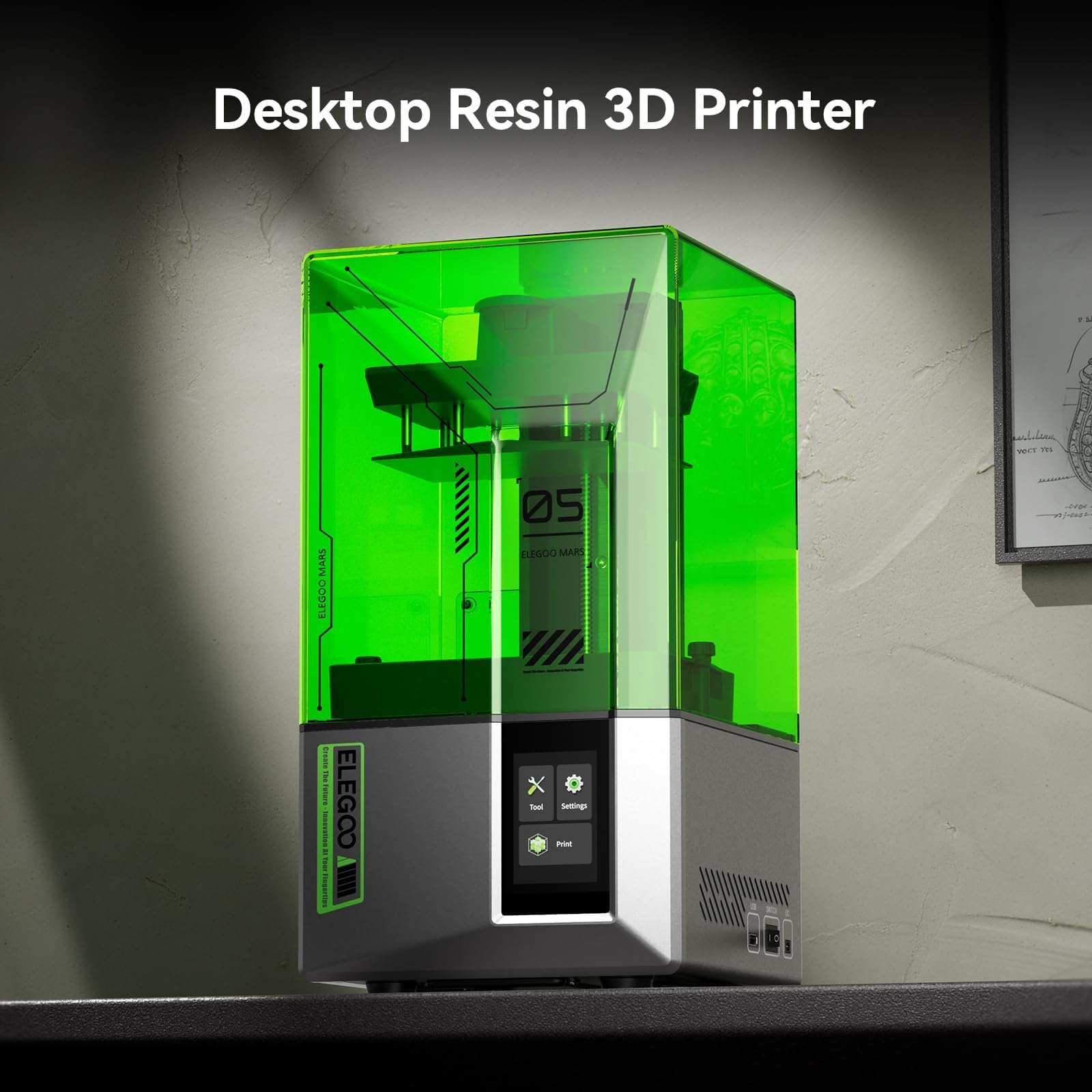 ELEGOO Mars 5 Ultra Resin 3D Printer with 7" 9K Mono LCD, 150mm/h High Speed Printing, Smart Automatic Leveling, Intelligent Detection, WiFi-Transfer, Printing Size of 6.04 × 3.06 × 6.49 inch