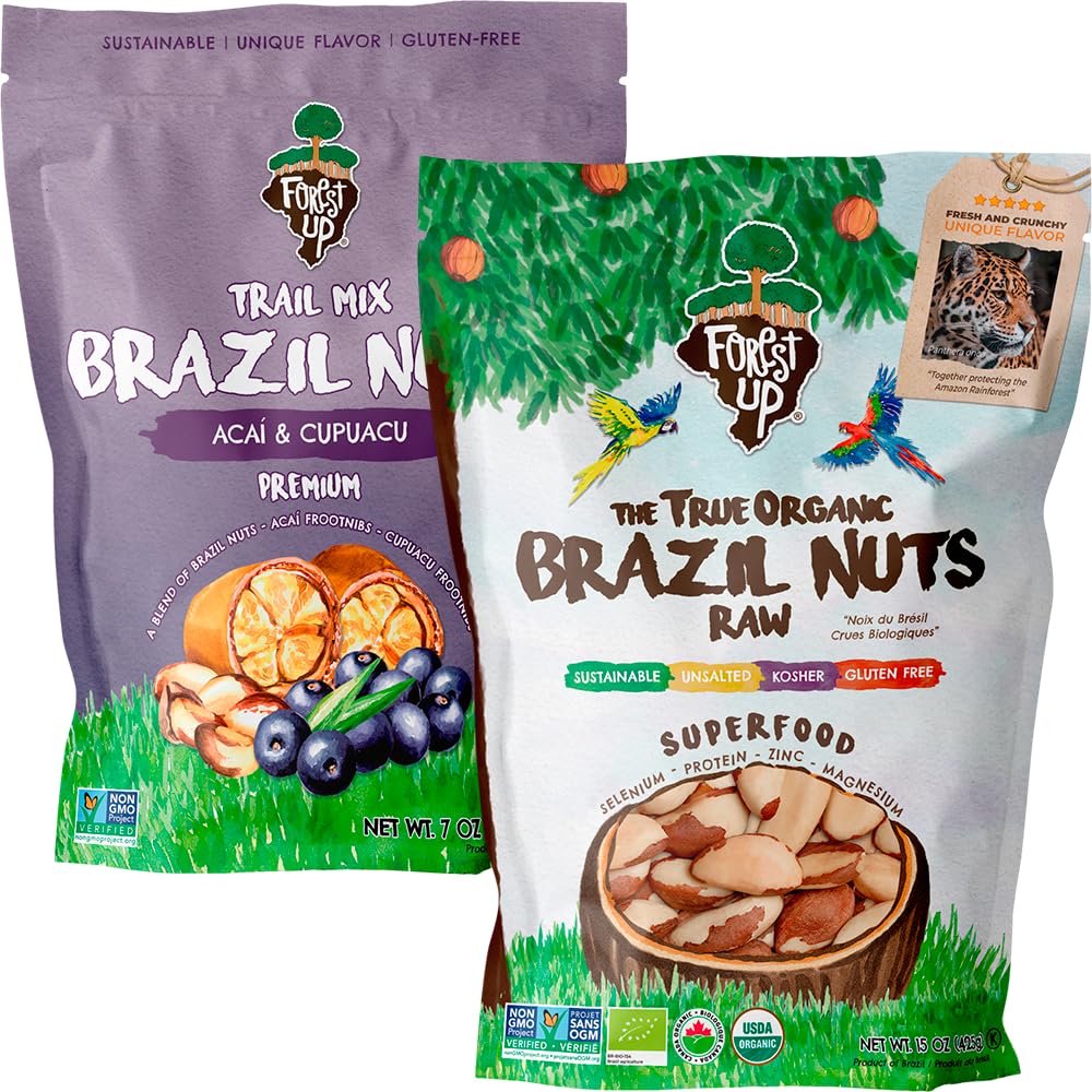 Snack The True Organic Brazil Nuts 15 oz – Raw and Unsalted – Kosher – Healthy – Rich in Vegetable Protein – Harvested in Amazon Rainforest – Fresh, Vegan, and Gluten Free – Forest Up