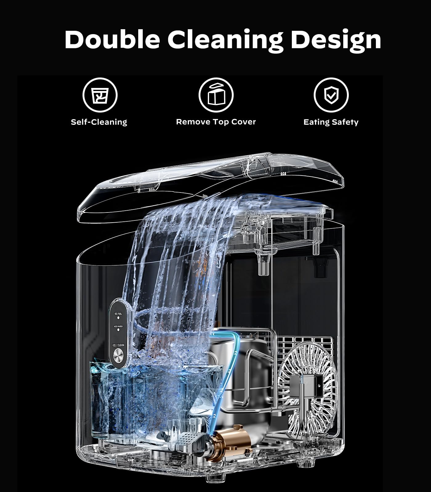 Nugget Ice Maker Countertop, Silonn Chewable Pellet Ice Machine with Self-Cleanin Function, 36lbs/24H Portable Ice Makers for Home Kitchen Officce, Black