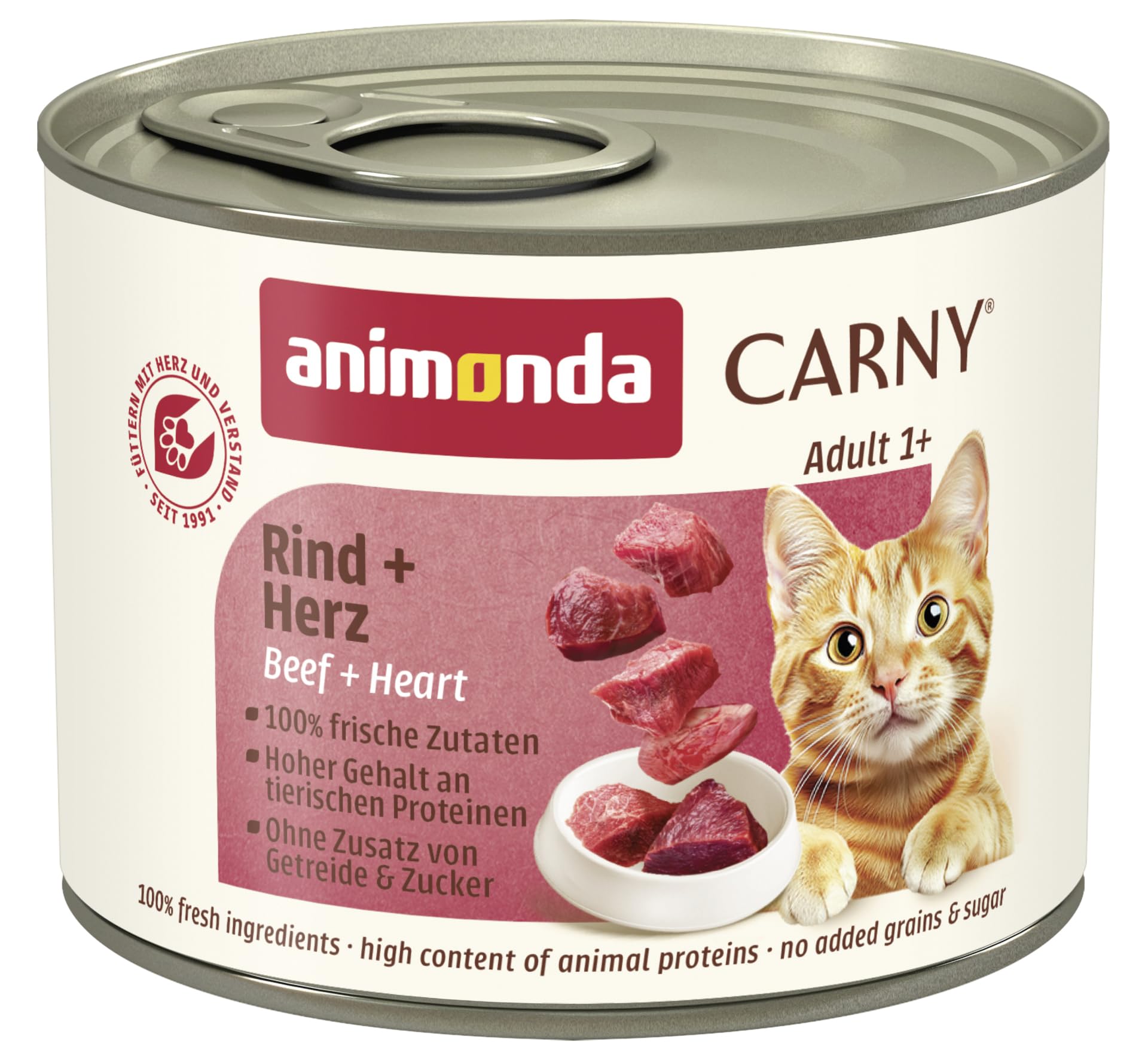 animonda Carny Adult Huhn + Lachs (6 x 400 g), Katzennassfutter für ausgewachsene Katzen, Nassfutter mit 100 % frischen, fleischlichen Zutaten, Katzenfutter ohne Getreide und Zucker