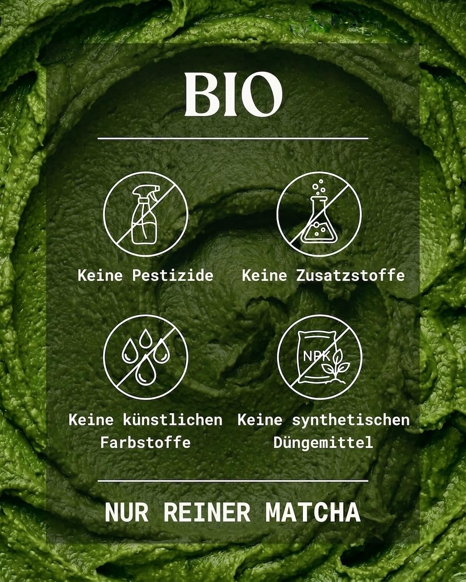 NaturaleBio Matcha Tee Pulver Bio - Premium-Qualität - 100g. Original Green Tea aus Japan. Japanischer ideal zum Trinken. Grüntee für Latte, Smoothies Getränk. Hergestellt in Uji, Kyoto.