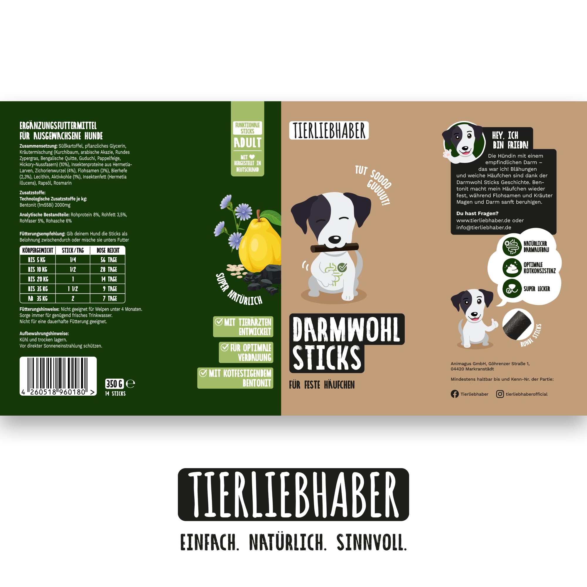 TIERLIEBHABER – Gras- & Kotfresser Drops bei Sodbrennen Hund mit Ulmenrinde für Hunde – Tierärztlich entwickelt – Hund Sodbrennen Drops angereichert mit Moor und Fenchel – 350 g mit ca. 160 Drops