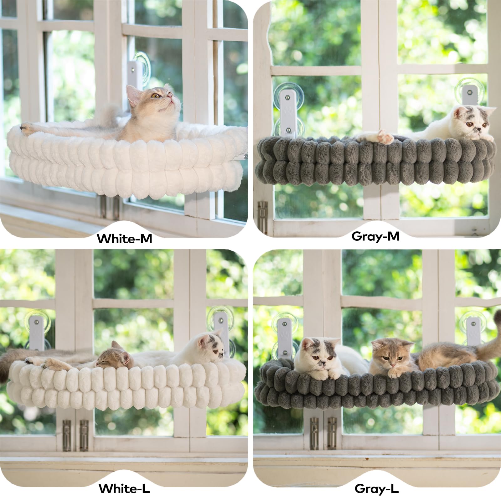 CheerPals Katzen Fensterliege, Weich Abnehmbarem Wendebezug Hängematte, Faltbare Katzenliege, Fenster Katzenbett mit Stabiles Stahlgestell und Saugnäpfe, Halt bis 18kg