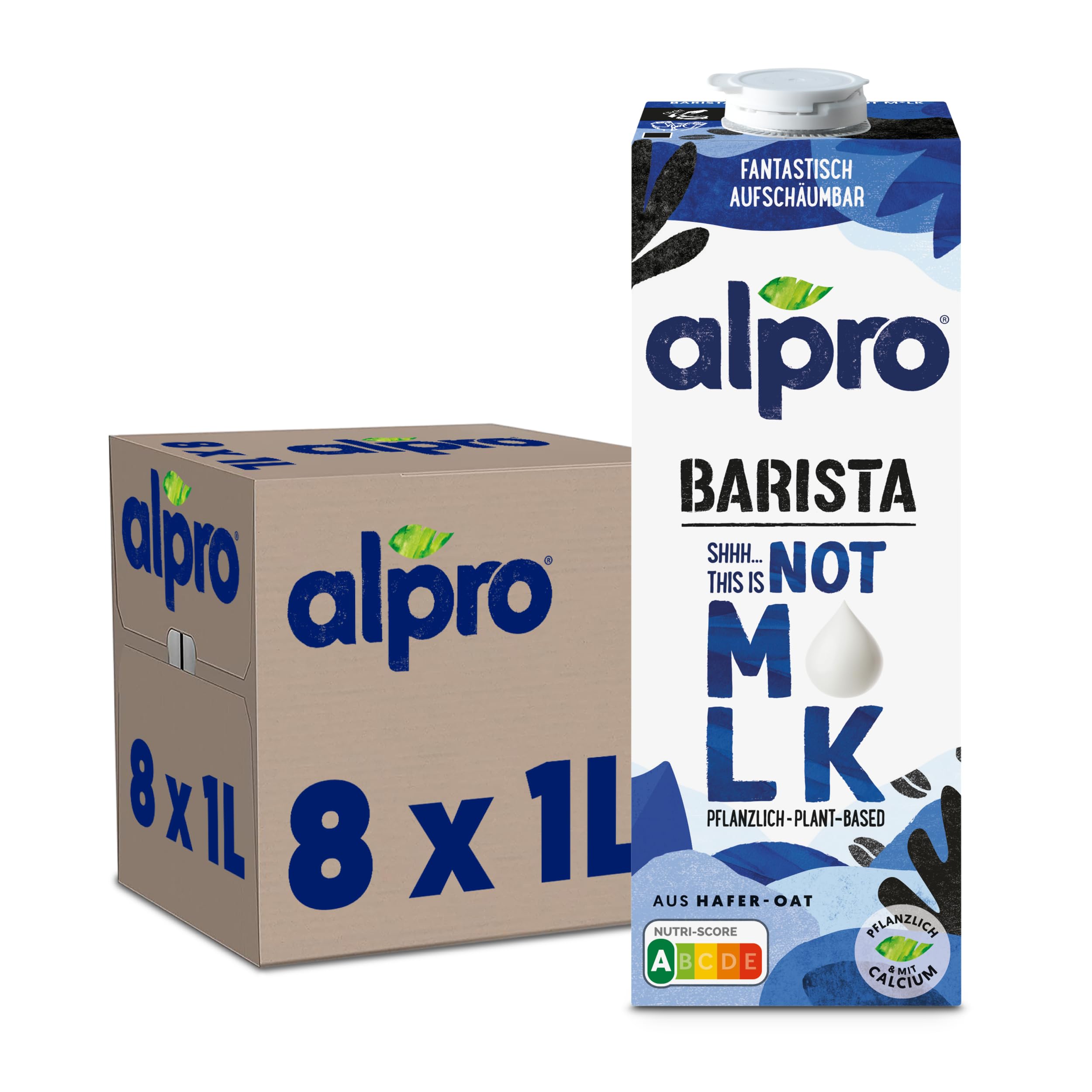 Alpro Barista Kokos – Zum Aufschäumen – 100 Prozent pflanzlich, vegan und milchfrei – Von Natur aus laktosefrei – Reich an Calcium und Vitaminen – 8 x 1 L