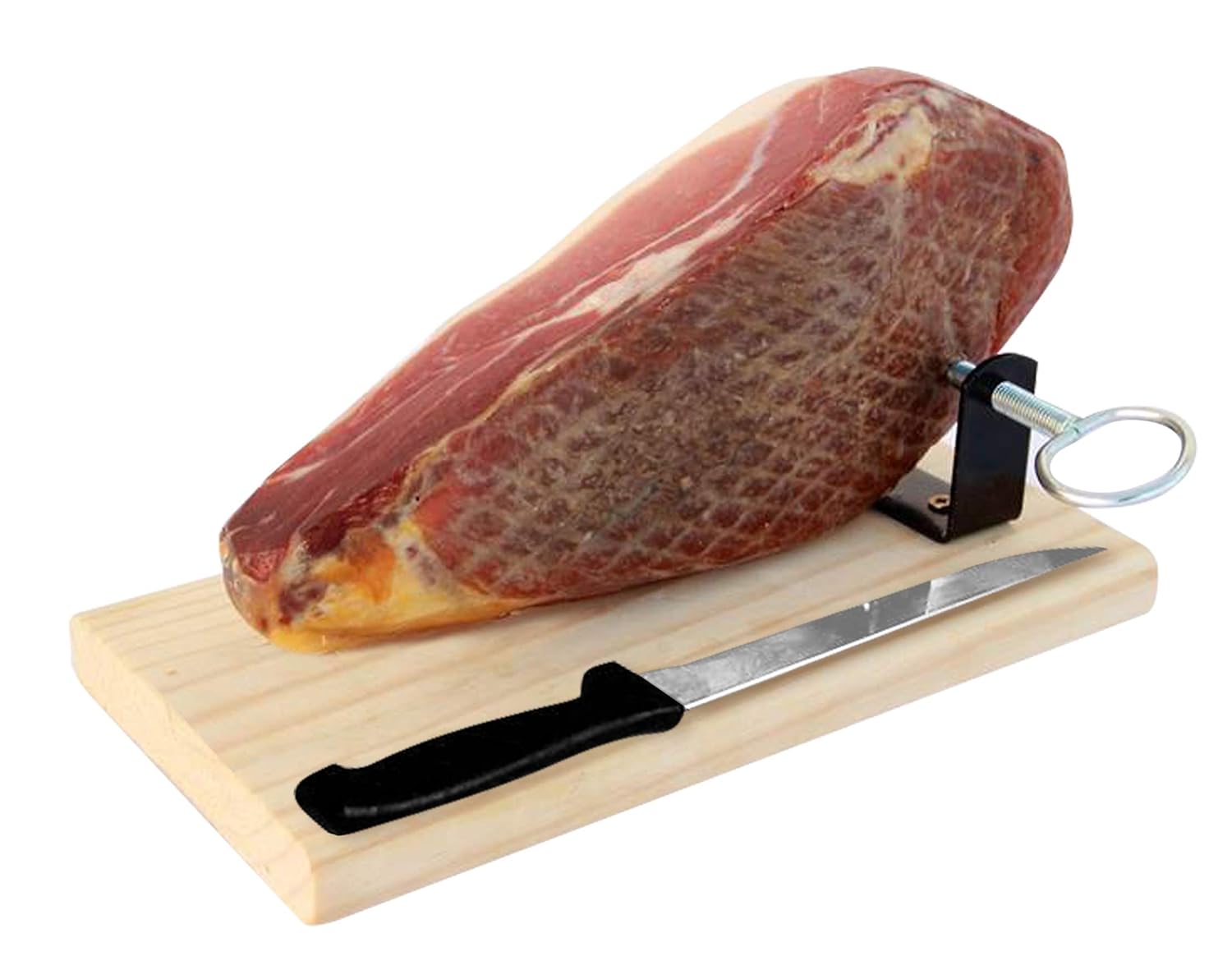 Serrano Schinken gereift ohne Knochen 1 Kg + Schinkenhalter & Schinkenmesser - Mini Spanischer Schinken Jamon Serrano