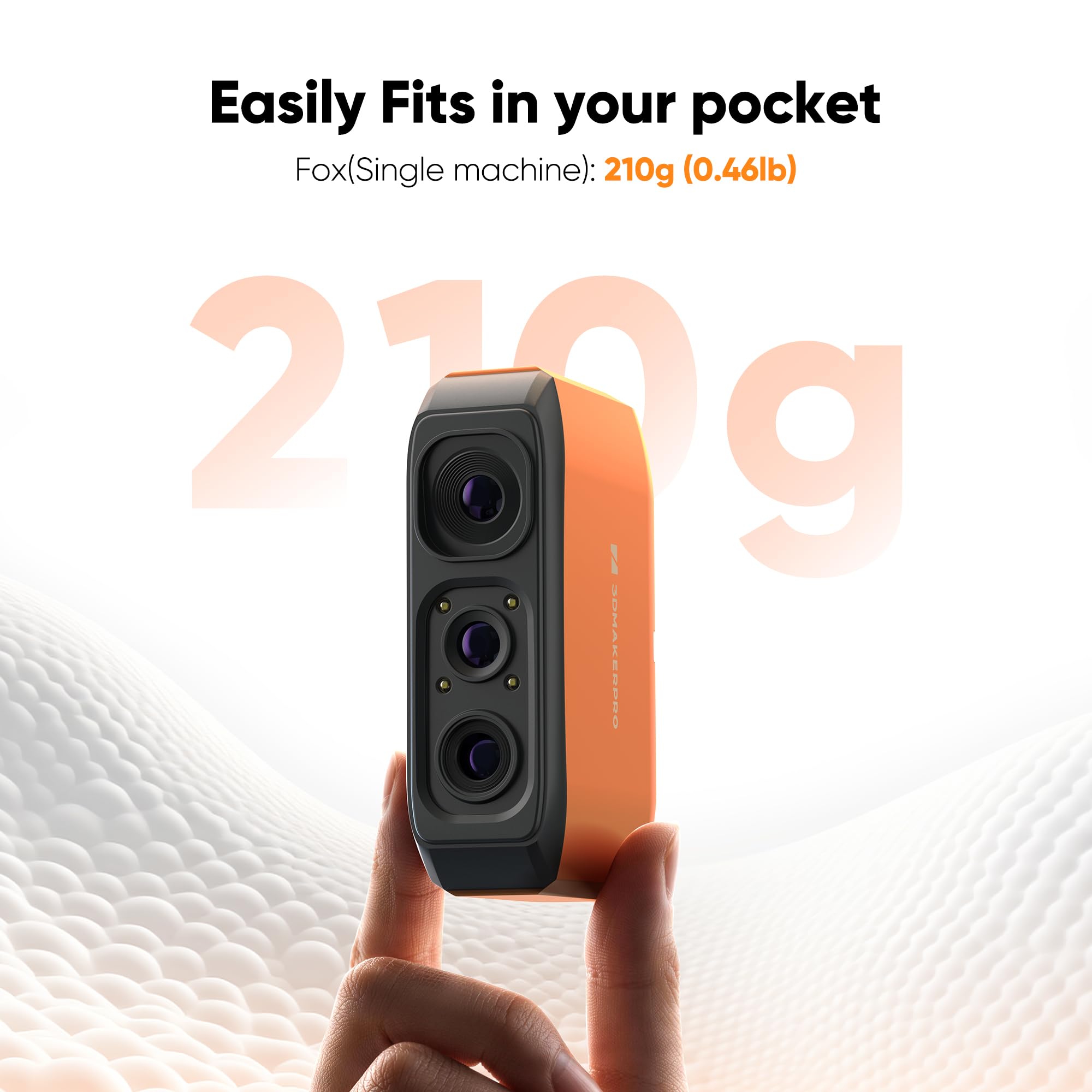 3DMakerpro Fox Entry-Level Medium-Format 3D Scanners for 3D Printing, Handheld 3D Scanner with Markerless AI Visual Tracking, 10FPS Fast Scan, 0.07mm Accuracy for 3D Printer