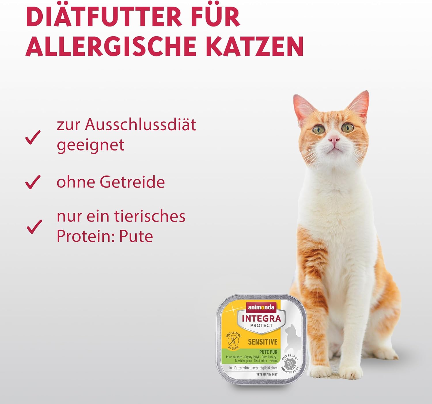 animonda INTEGRA PROTECT Sensitive Huhn Pur (16 x 100 g), Katzen Diätfutter bei Futtermittelallergie, sensitives Katzenfutter für allergische Katzen, Katzennassfutter ohne Getreide