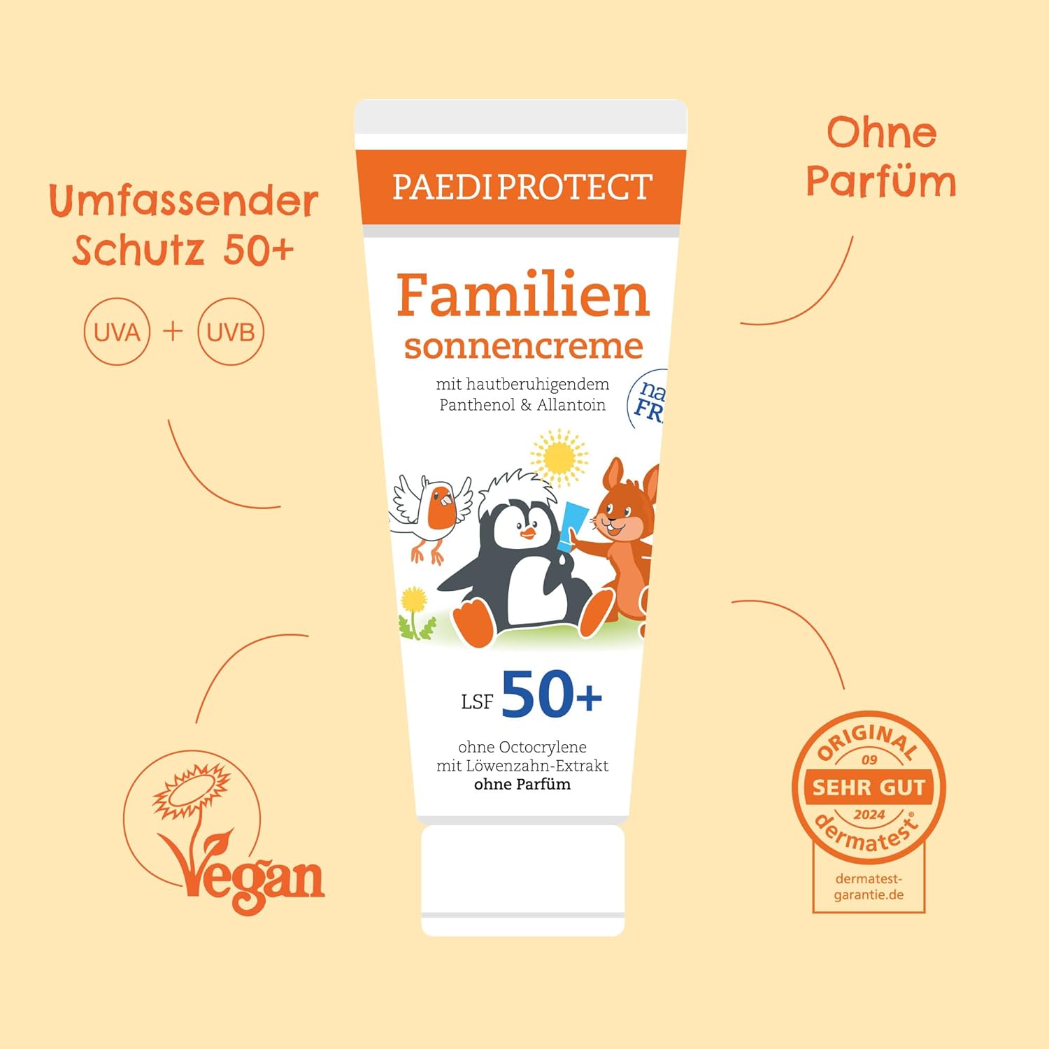 PAEDIPROTECT Familien Sonnencreme LSF 50+ 200 ml, korallenfreundlicher Sonnenschutz für Baby, Kinder und Erwachsene, ohne Parfüm und Mikroplastik, vegan