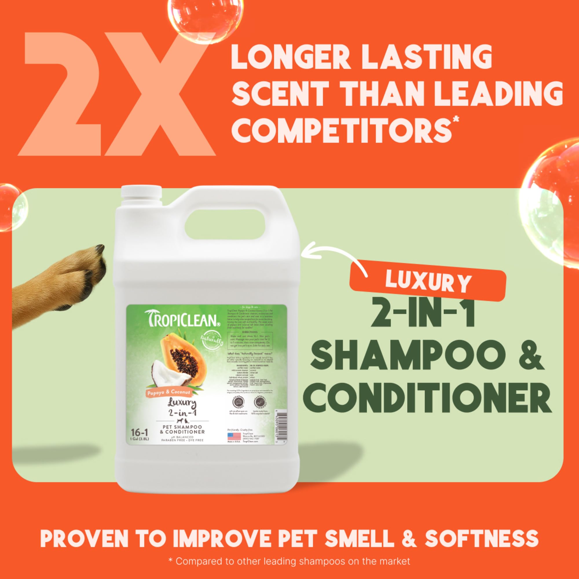 TropiClean Shampoo für Tiere - Med. Juckreizlinderung - Peelt, Befeuchtet & beruhigt trockene, juckende Haut & Fell I Für Hunde & Katzen I Parabens-, Farb- und Seifenfrei - Hafermehl & Teebaum, 3,78 L