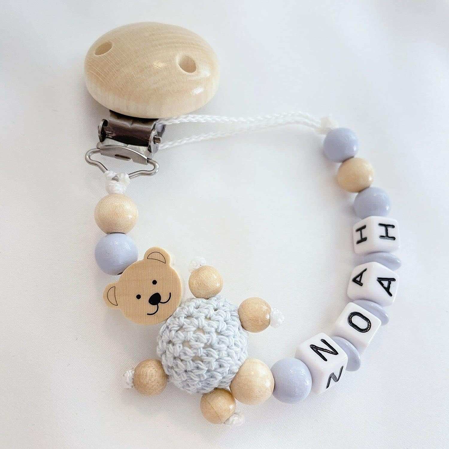 Schnullerband mit Namen für Mädchen & Jungen personalisierte Baby Geschenke (Reh Rosa)