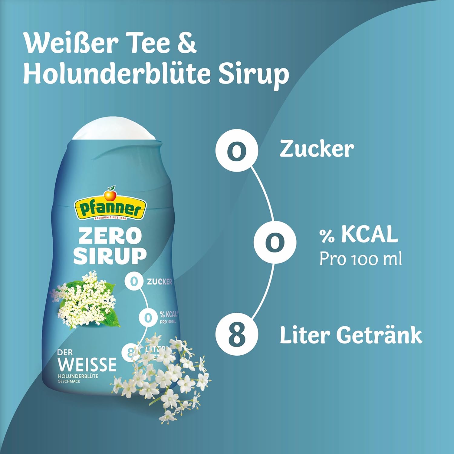 Pfanner Zero Sirup Ice Tea Pfirsich (1 x 57 ml) – Zuckerfreier Getränkesirup für 8 L Eistee – kalorienfrei & ohne Zucker – Pfanner Eistee Geschmack