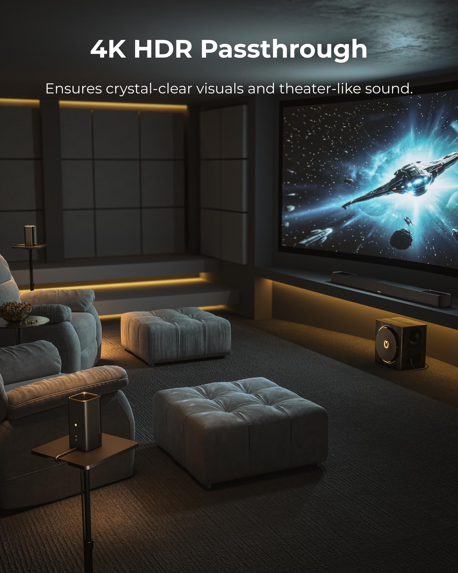ULTIMEA Skywave X70 7.1.4ch Professional Wireless Surround Sound System for TV w/Dolby Atmos, 980W Sound Bar with 10" Wireless Subwoofer, 20Hz Low Frequency, GaN Amplifier, 4K HDR Pass-Through