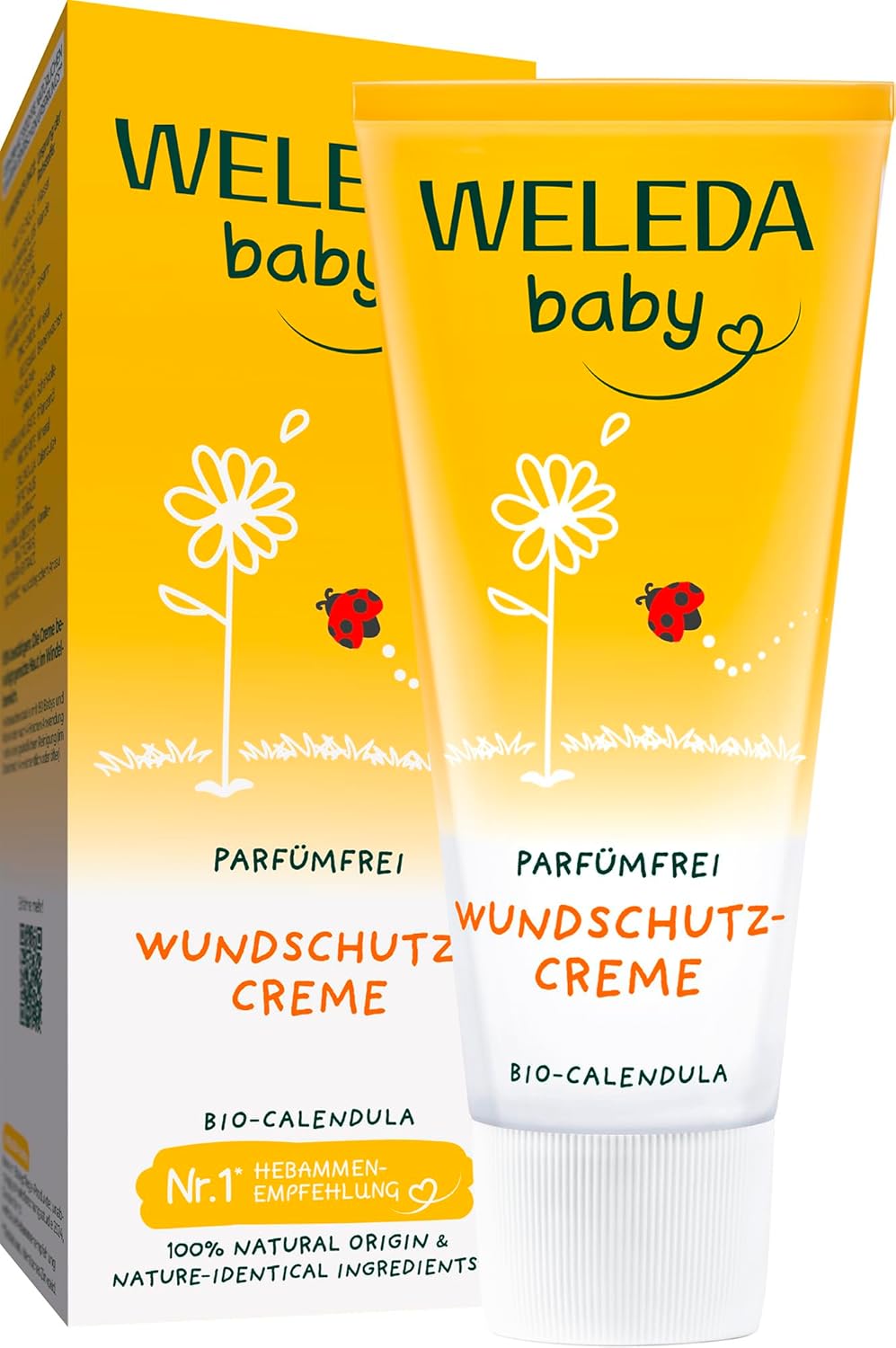 WELEDA Bio Baby Calendula Wundschutzcreme 75ml - Naturkosmetik Wundsalbe / Babycreme für den Schutz empfindlicher Baby Haut im Windelbereich. Hilft bei Rötungen, gereizter Haut und Wundsein