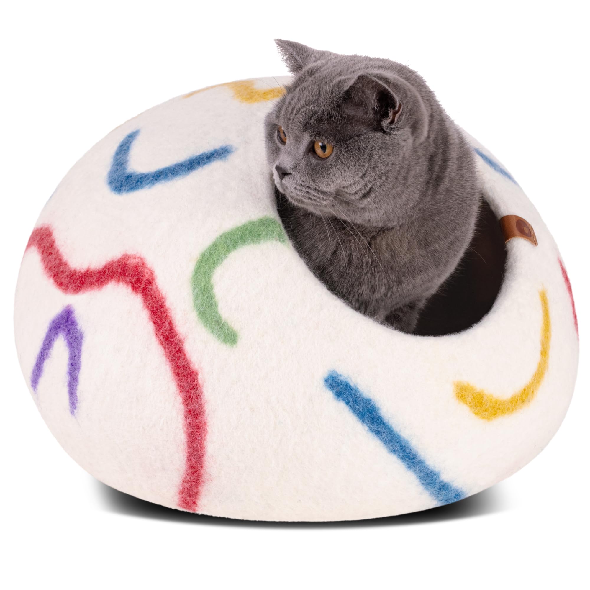MEOWFIA Katzenbett aus Merinowolle – Handgefilztes, Umweltfreundliches Katzenbett für Katzen & Kätzchen – Weiches Schlafbett, Warm im Winter & Kühl im Sommer, Stilvolles Design