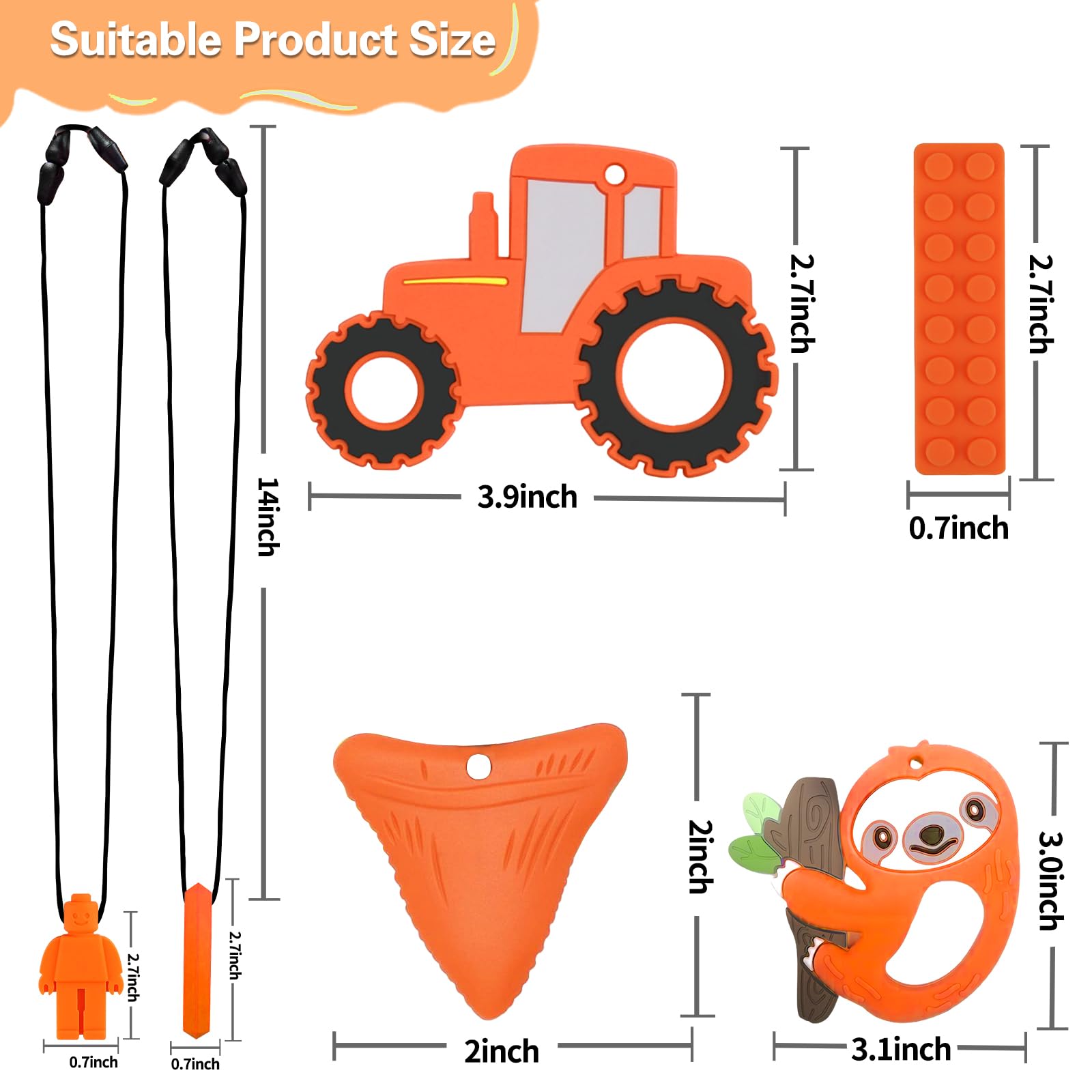 Kaukette für Kinder, 6 Stück Sensory Kauen Halskette, Silikon Beißring für Baby, Autismus Spielzeug für Jungen und Mädchen, Perfekt für Kinder mit ADHS, Zahnen, Beißende, Fingernägel Kauen (Blau)
